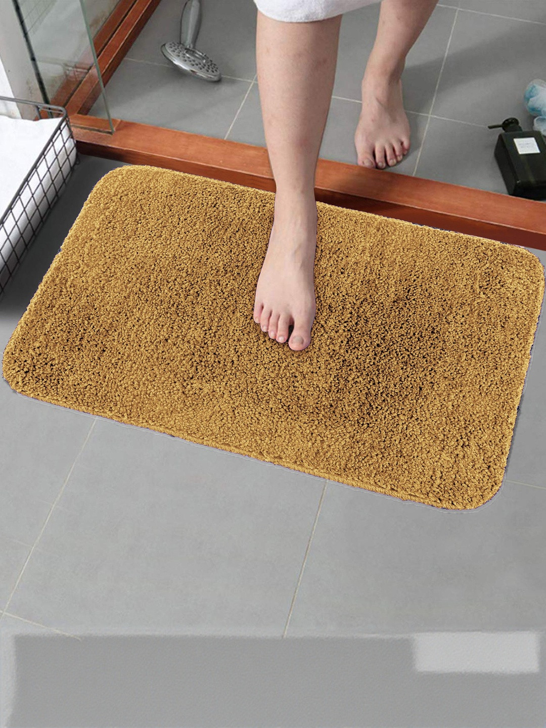 RJVT Beige Microfibre 1400 GSM 40x60cm Bath Rugs