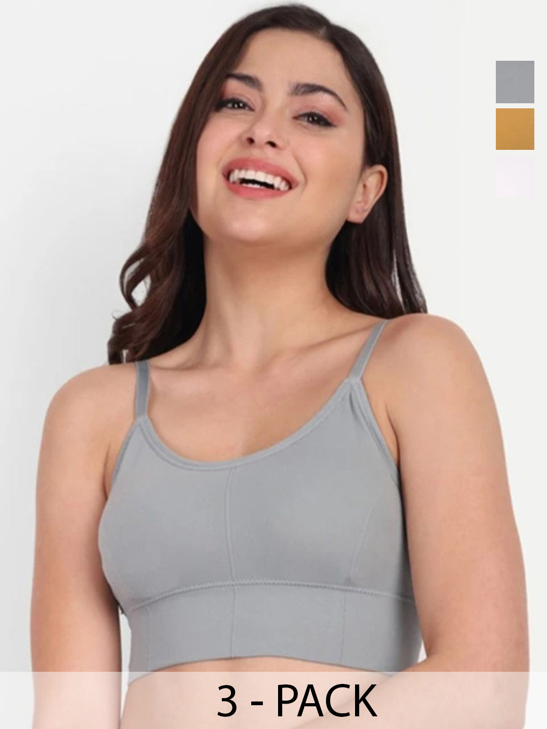 LE CRAF Pack Of 3 Lightly Padded Full Coverage Sports Bras