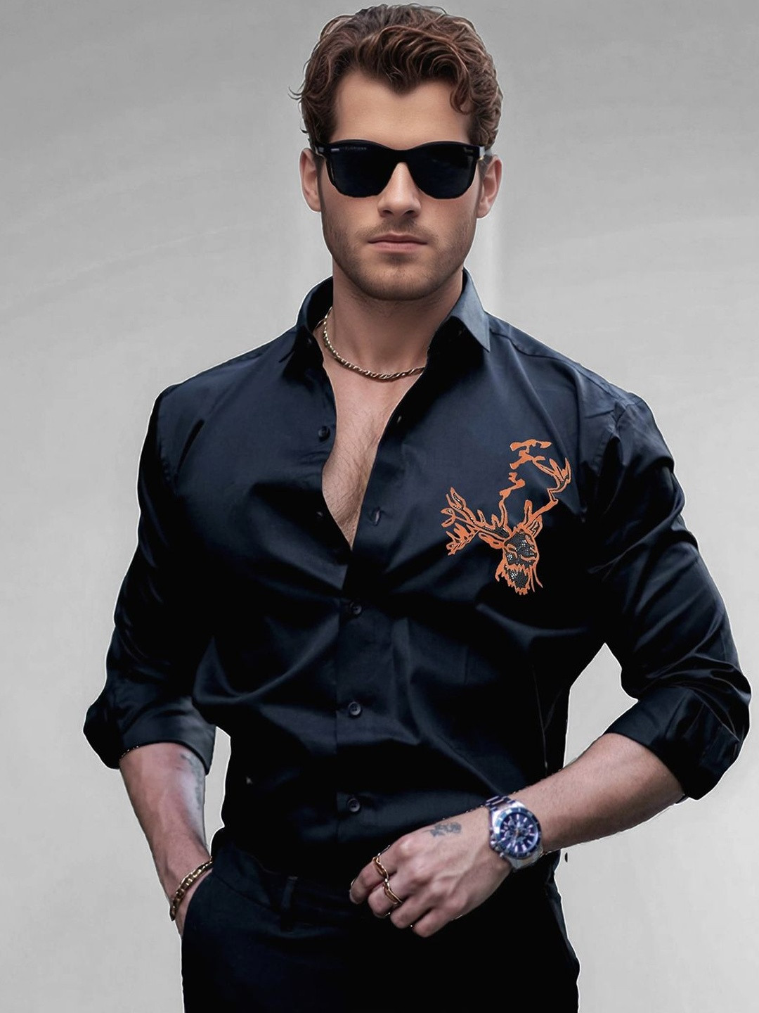 SZN Men Slim Fit Graphic Long Sleeve Shirt