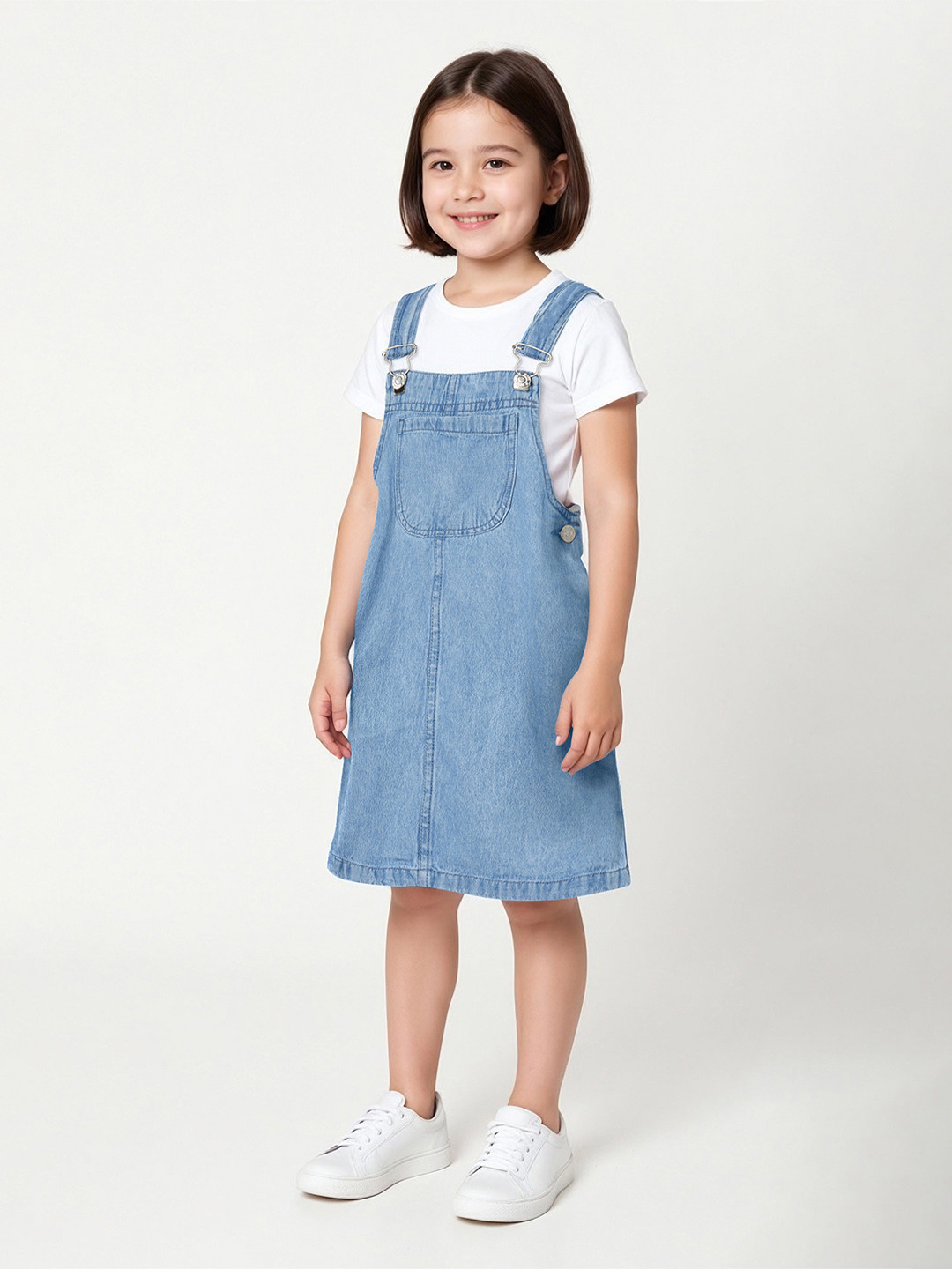 max Girls Denim Dungaree With T-Shirt