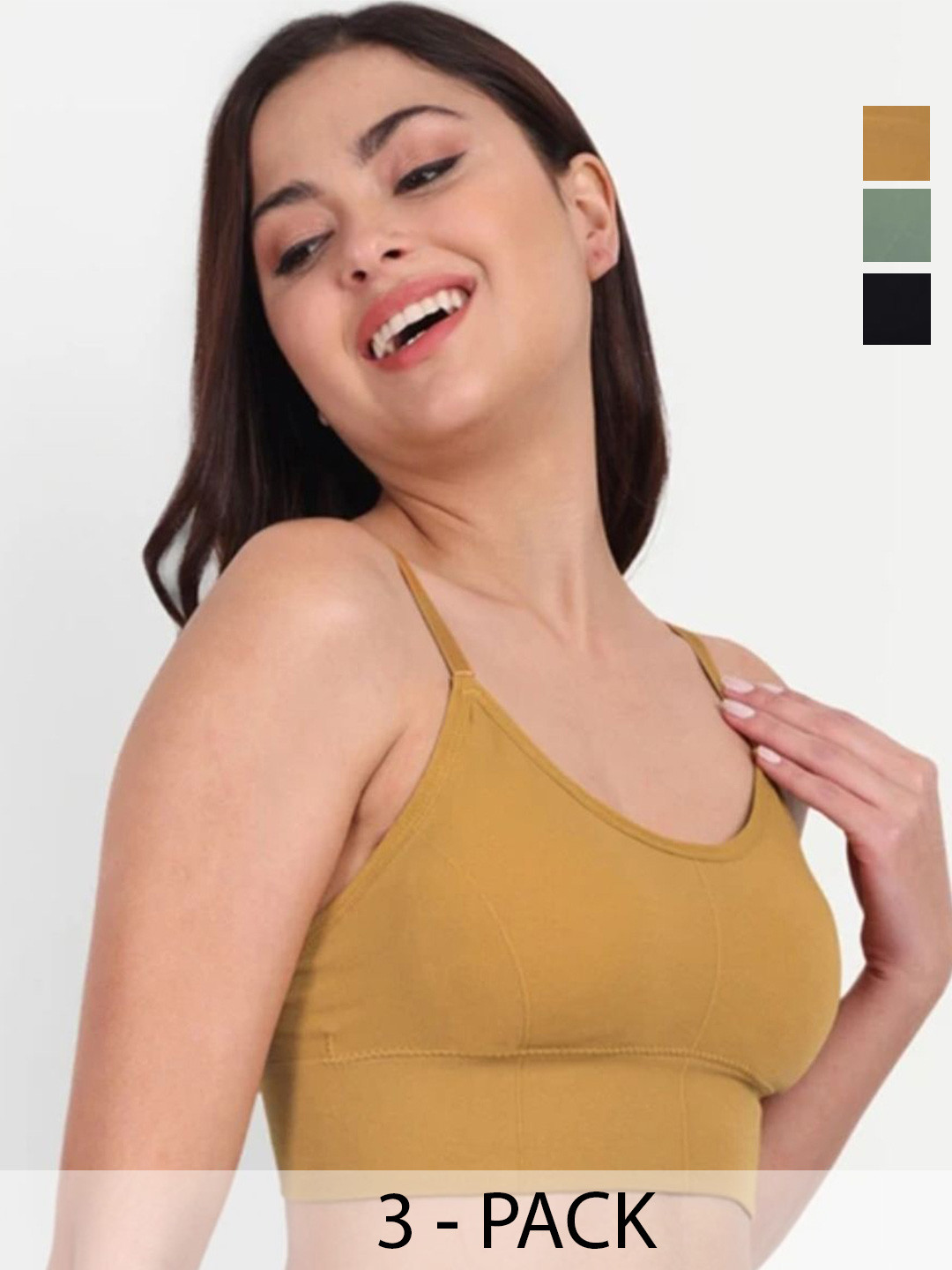 LE CRAF Pack Of 3 Dry Fit Full Coverage Lightly Padded Bralette Bras