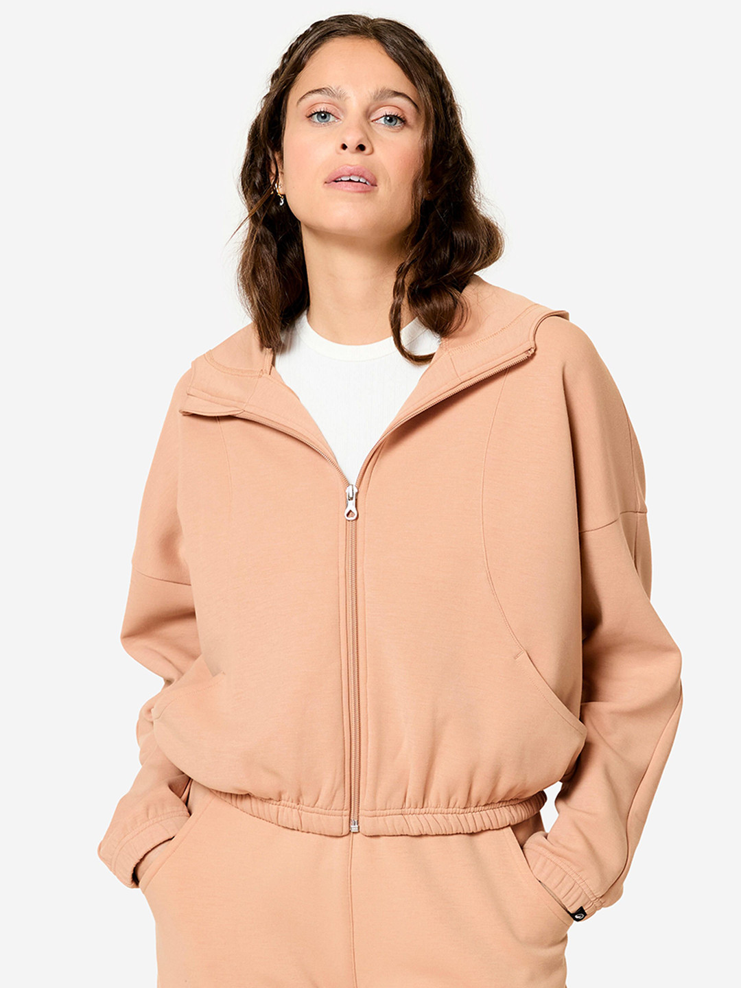 Decathlon DOMYOS Women Beige Long Sleeved Hooded Jacket
