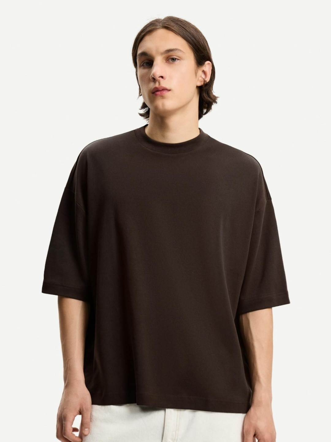 Bershka Men Solid Round Neck Relaxed Fit T-shirt