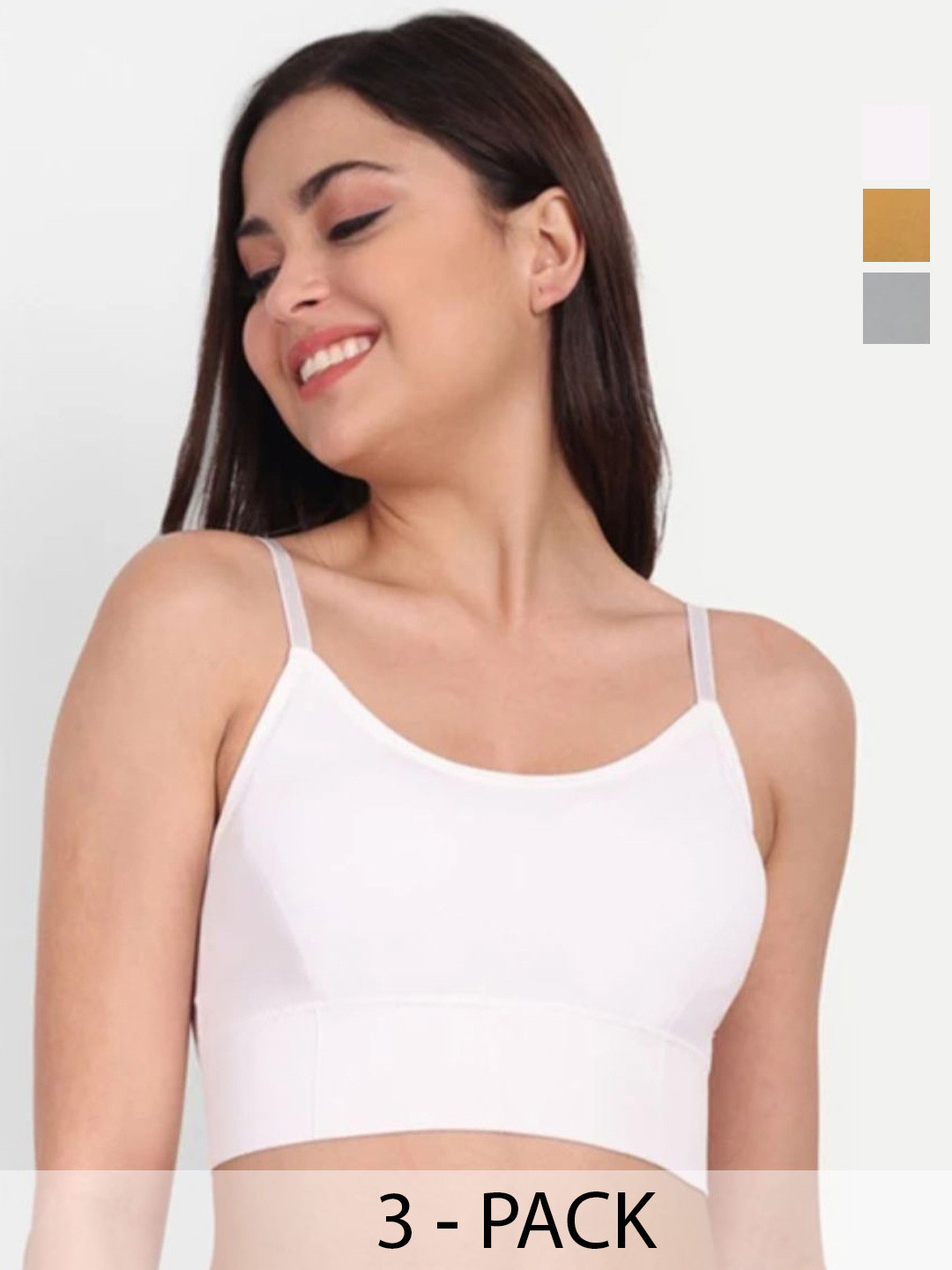 LE CRAF Pack Of 3 Lightly Padded Full Coverage Sports Bras