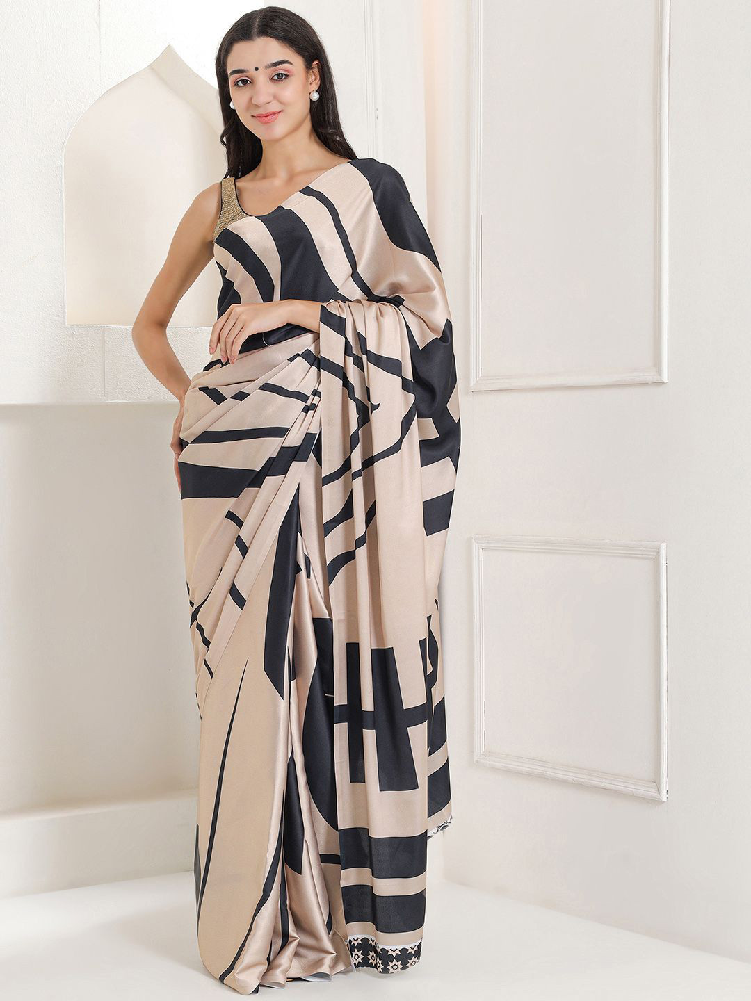 LABEL KASHI Abstract Printed Saree