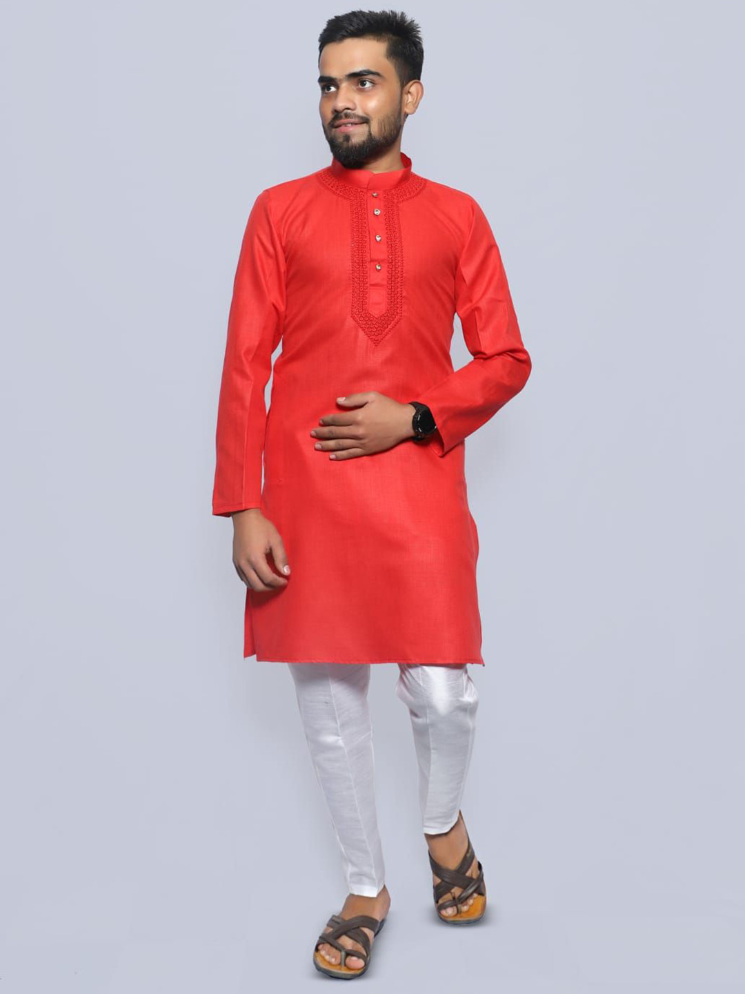 Wallaby Men Solid Daily Cotton Straight Kurta