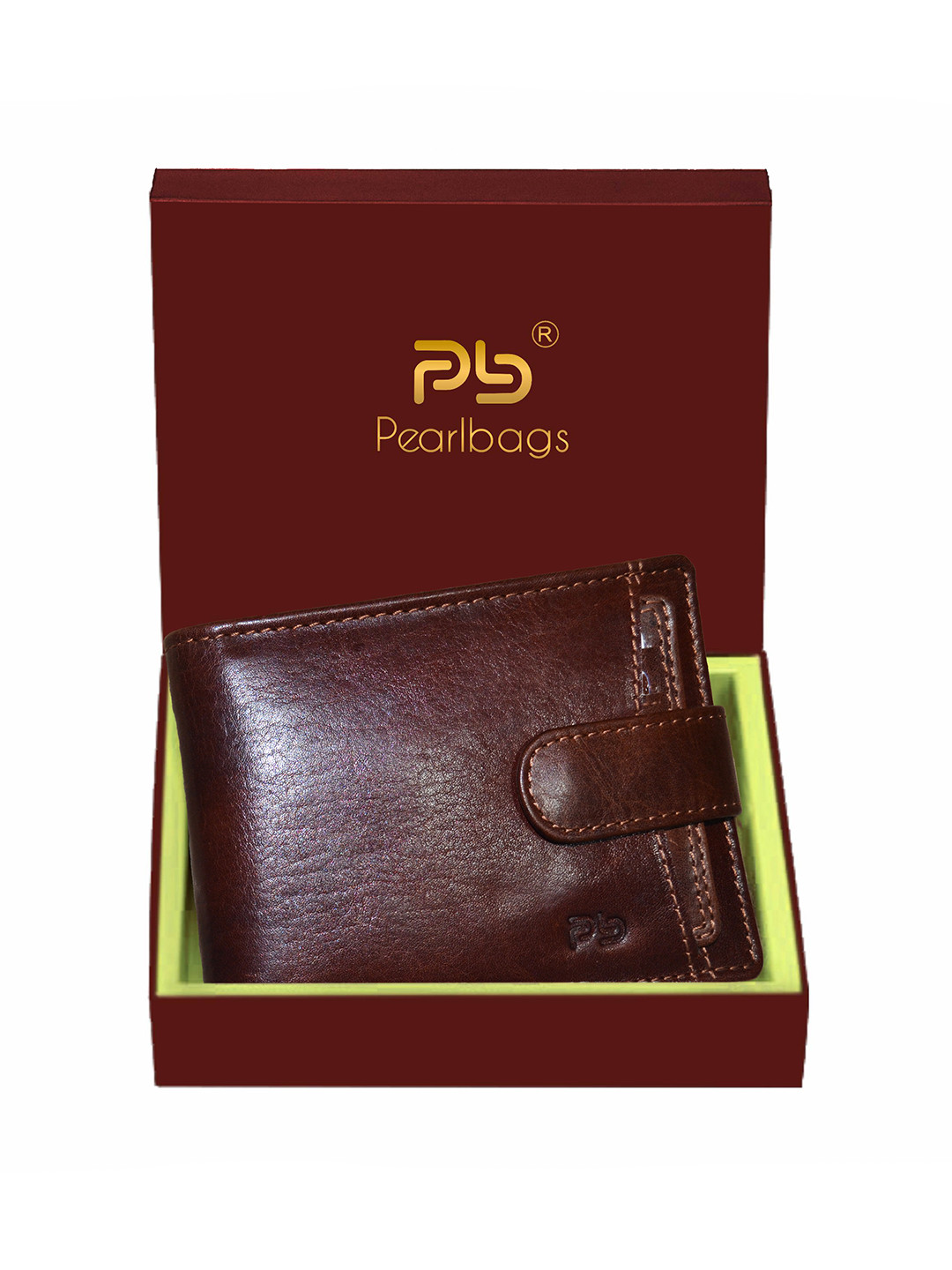 PB Pearlbags Men Textured Genuine Leather Bi- Fold 5 Card Slots Wallet