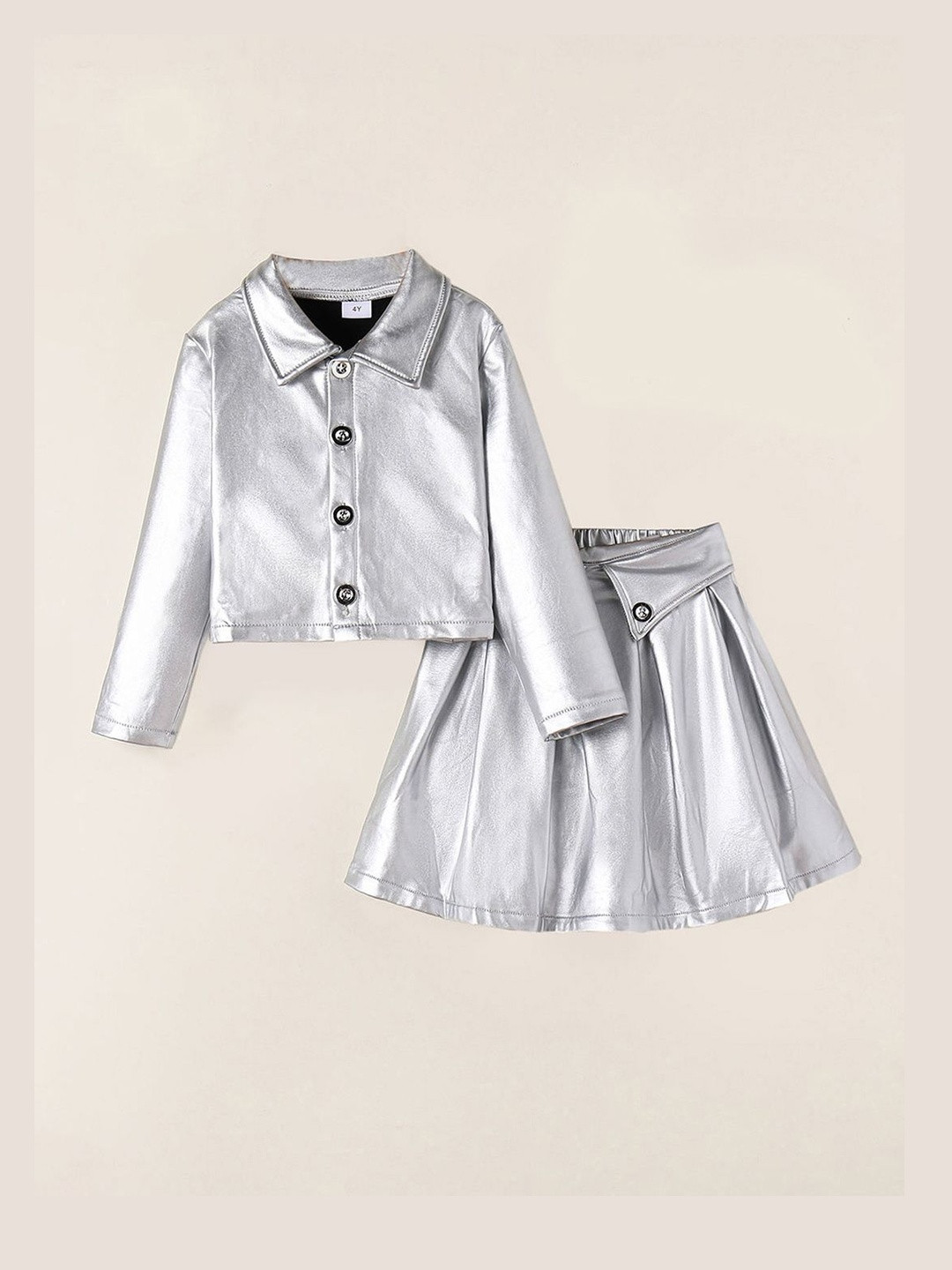 Hopscotch Girls Silver Blouse & Skirt Clothing Set