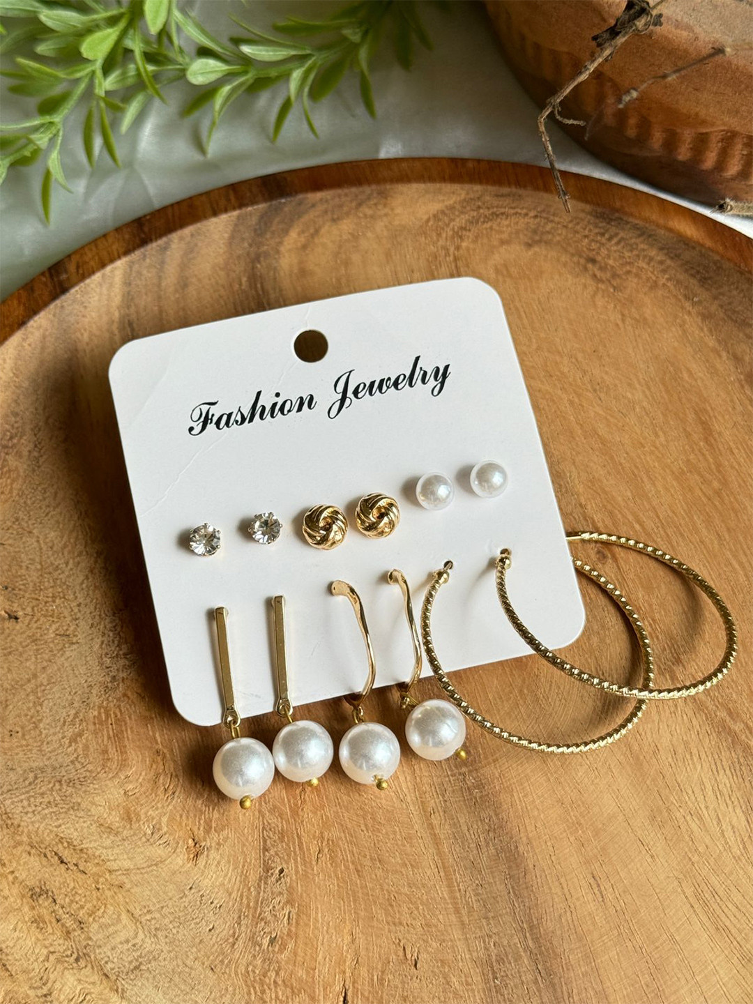 NAMAN ARTS Set Of 6 Circular Artificial Stones Studded Shaped Studs