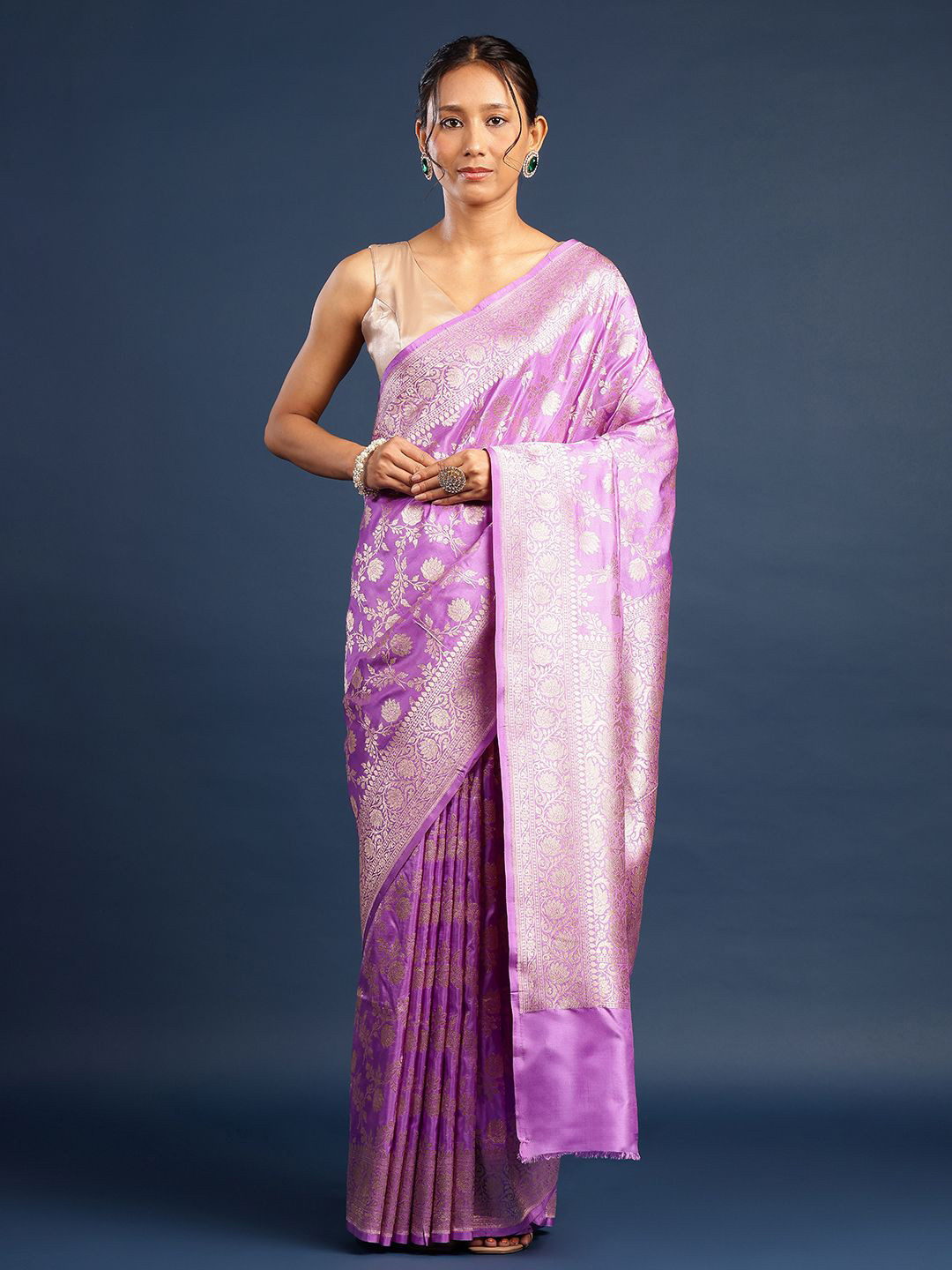 SAREESHADOW Floral Handwoven Art Silk Kathan Saree