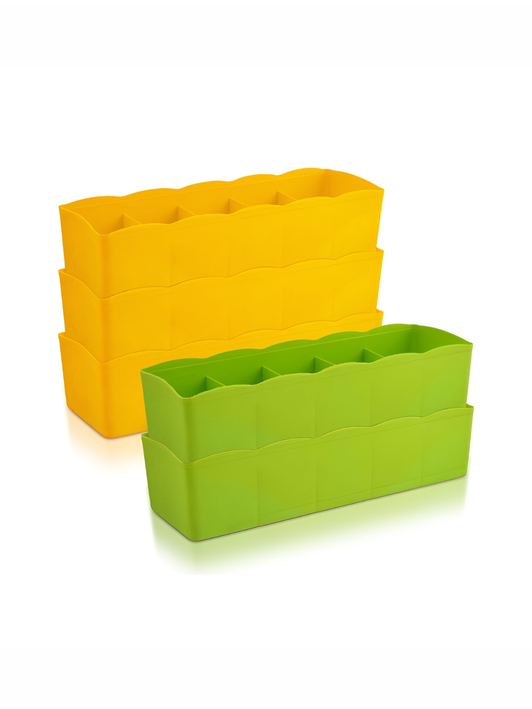 Aura Yellow & Green 5 Pieces 5 Grid Desk Organisers