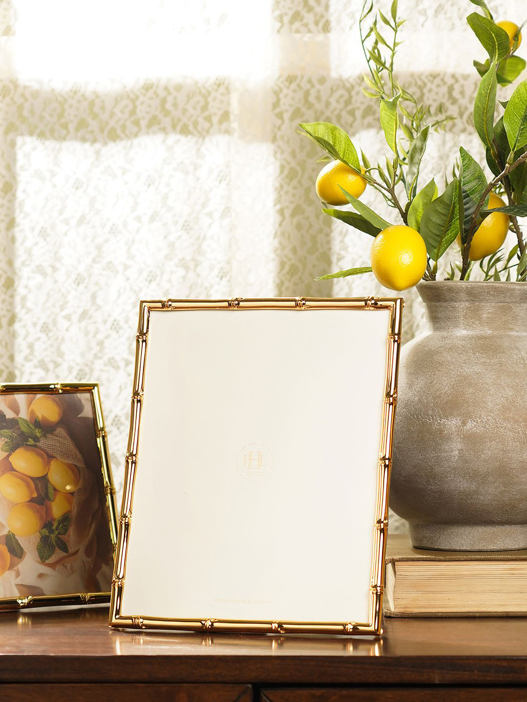 Pure Home and Living Gold-Toned Bamboo Table Photo Frame
