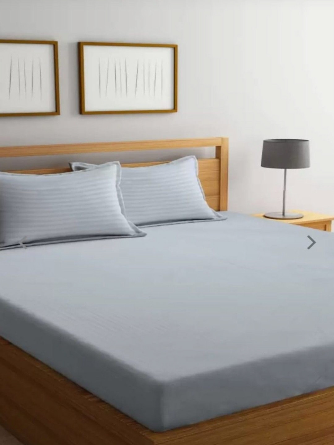Hammer Home Grey Striped Super King 300 TC Bedsheet with 2 Pillow Covers