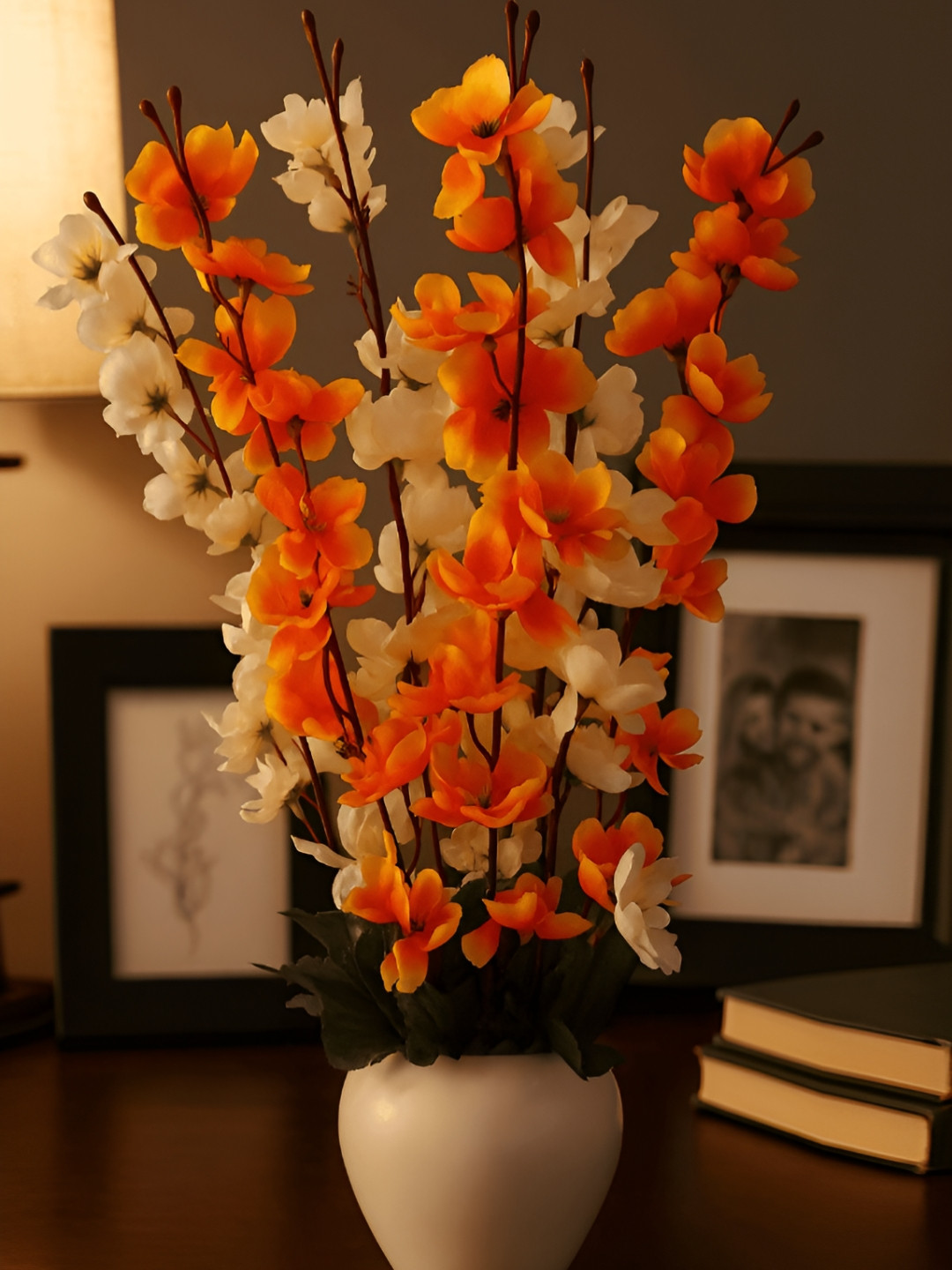 ARTSY White Blossom Artificial Flower With Pot