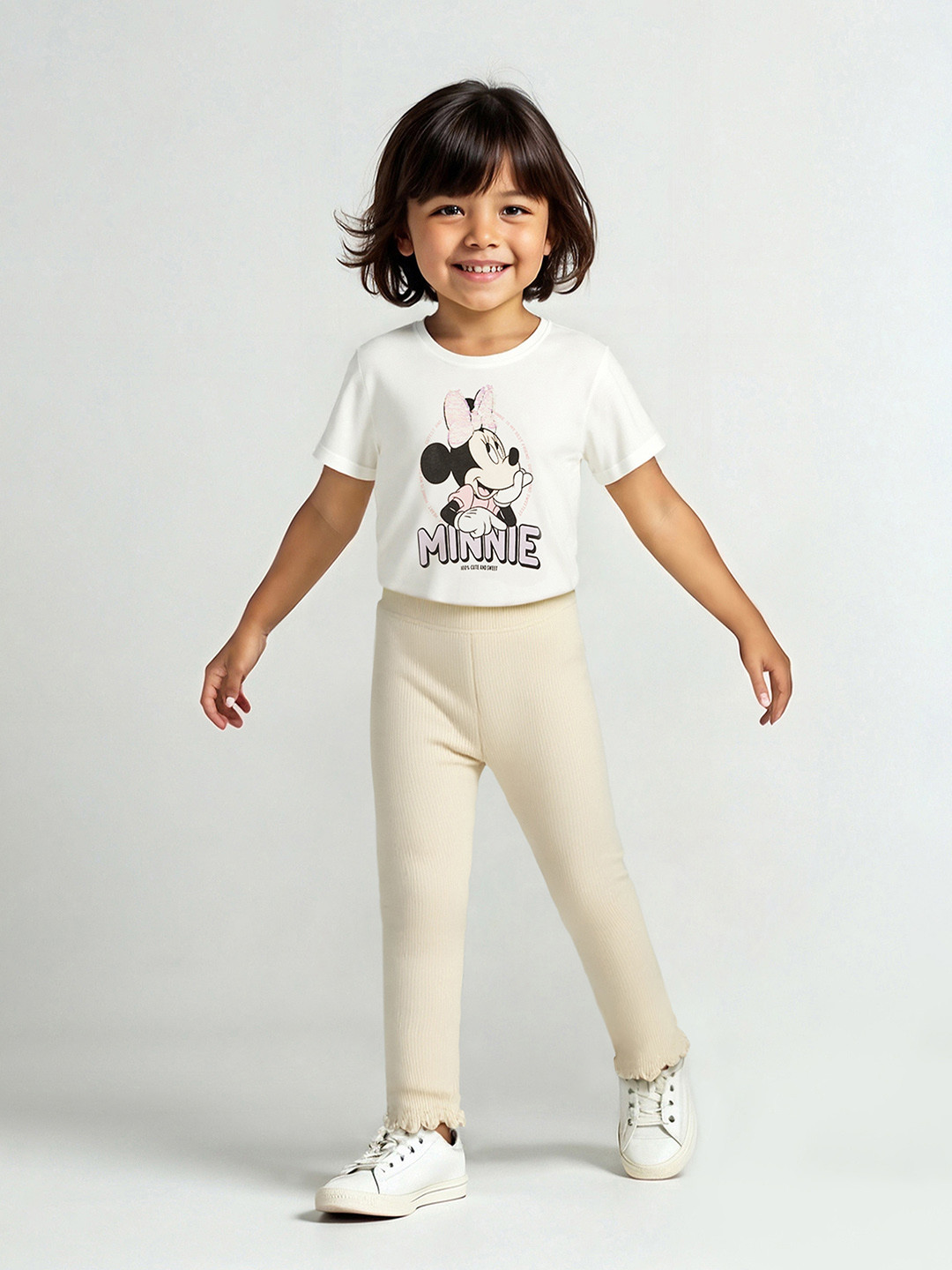 max Girls Ribbed Mid-Rise Ankle-Length Leggings