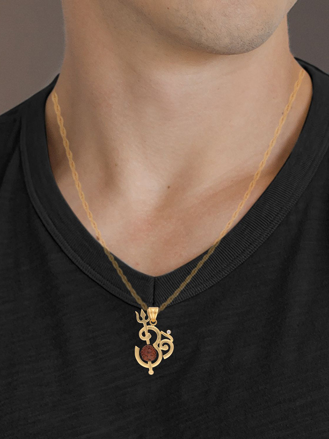 C KRISHNIAH CHETTY JEWELLERS PVT LTD 22 KT Gold Pendant With Om & Trident Symbol - 9.14 g