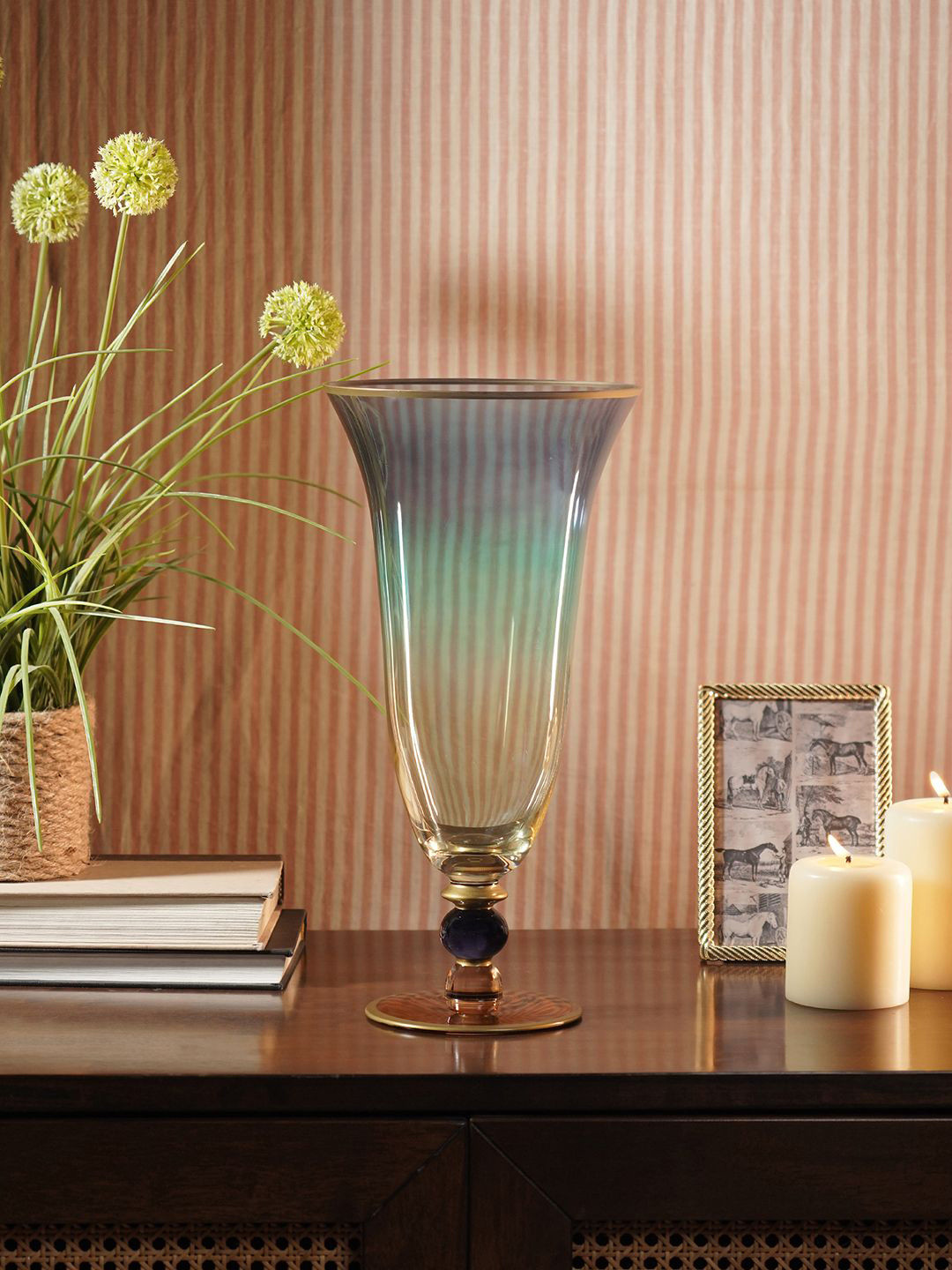 Pure Home and Living Blue & Green Ombre Glass Large Vase