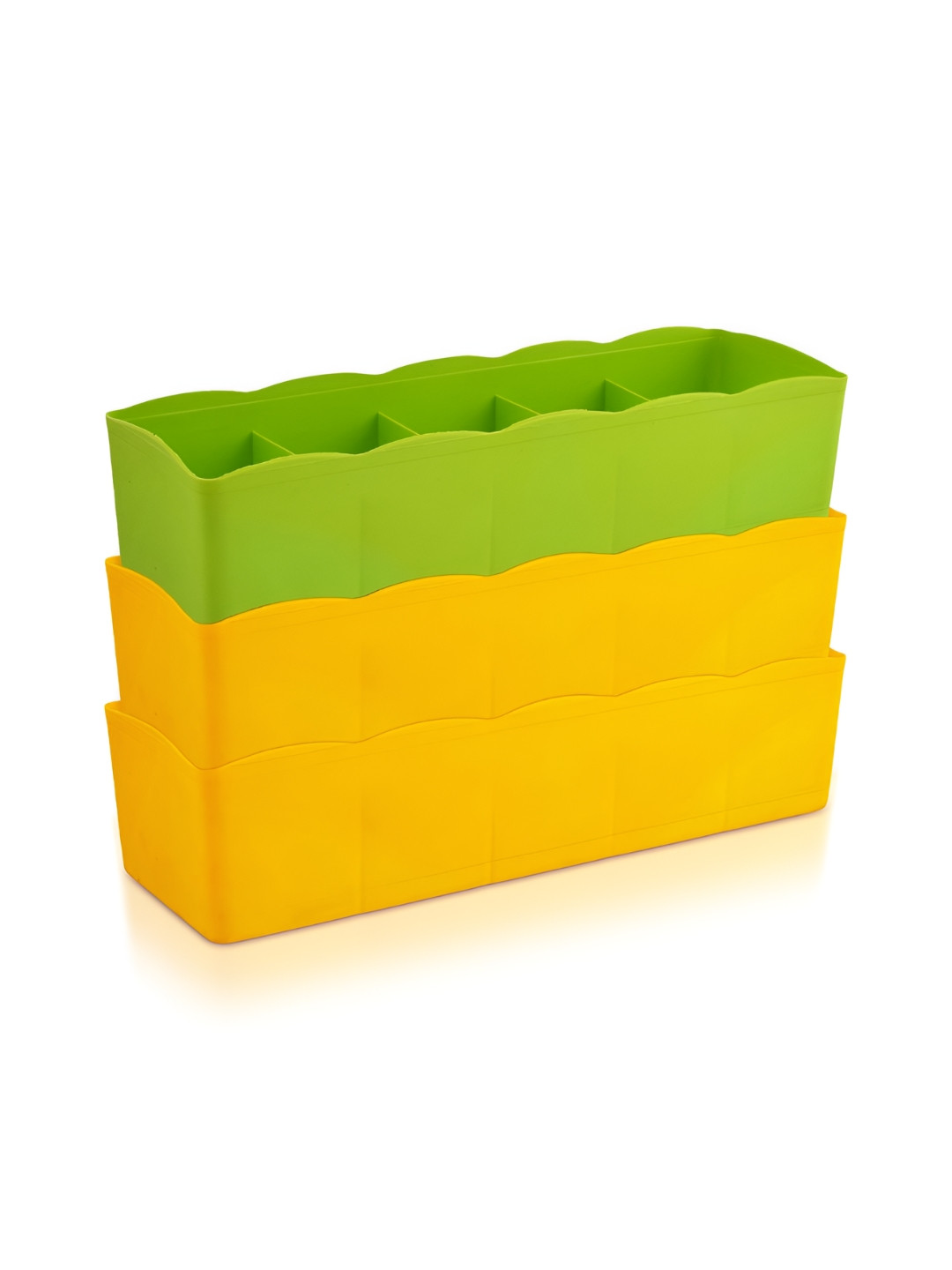 Aura Yellow & Green 3 Pieces 5 Grid Desk Organisers