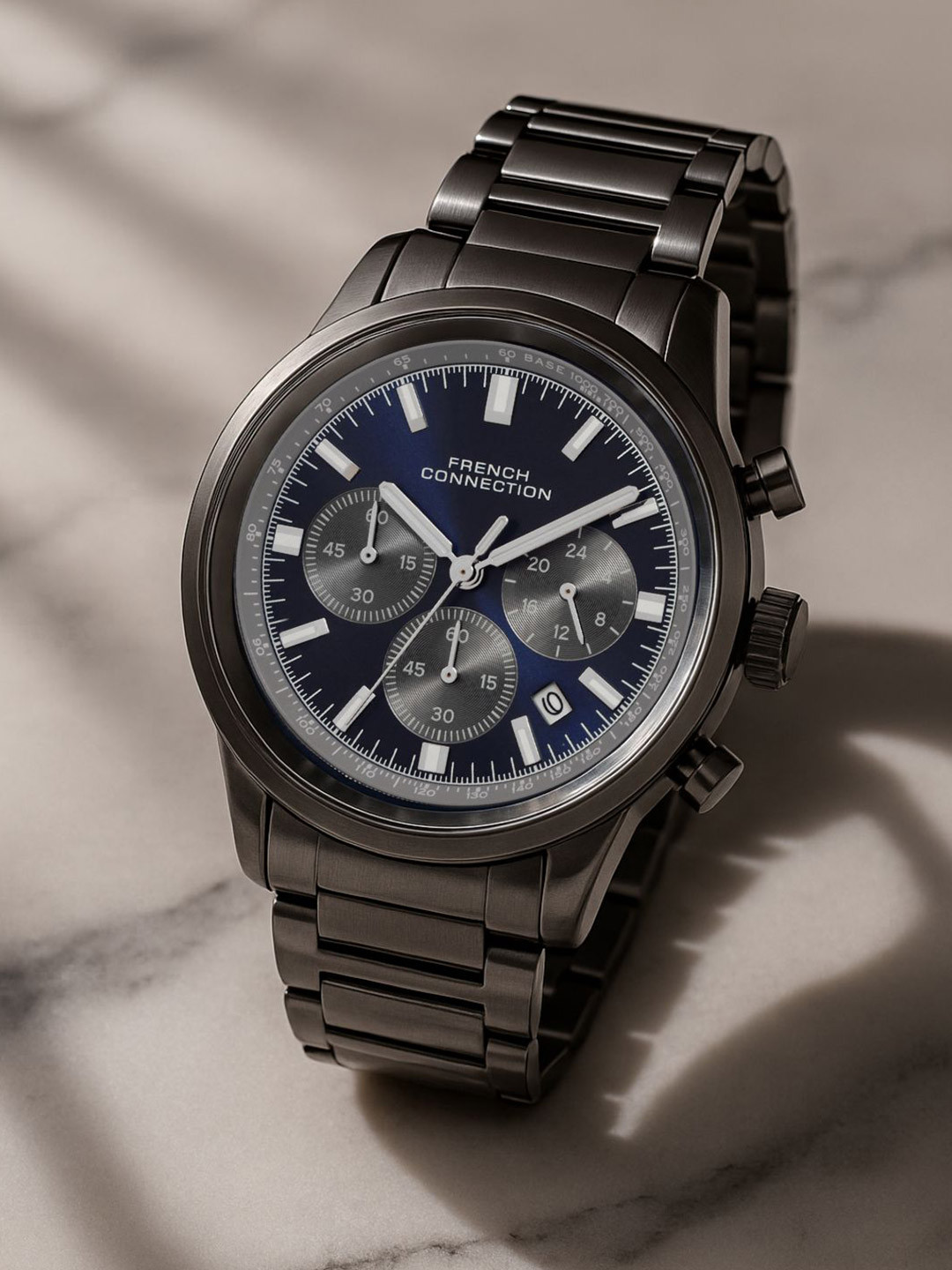 French Connection Men Sunray Patterned Dial & Stainless Steel Analogue Watch FCN0120GNM