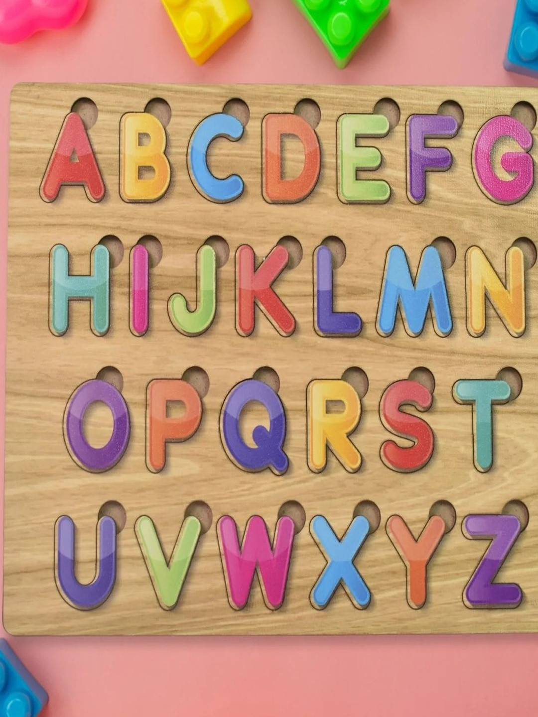 DeoDap Kids Brown Wooden Alphabet Puzzles Learning & Development Toys