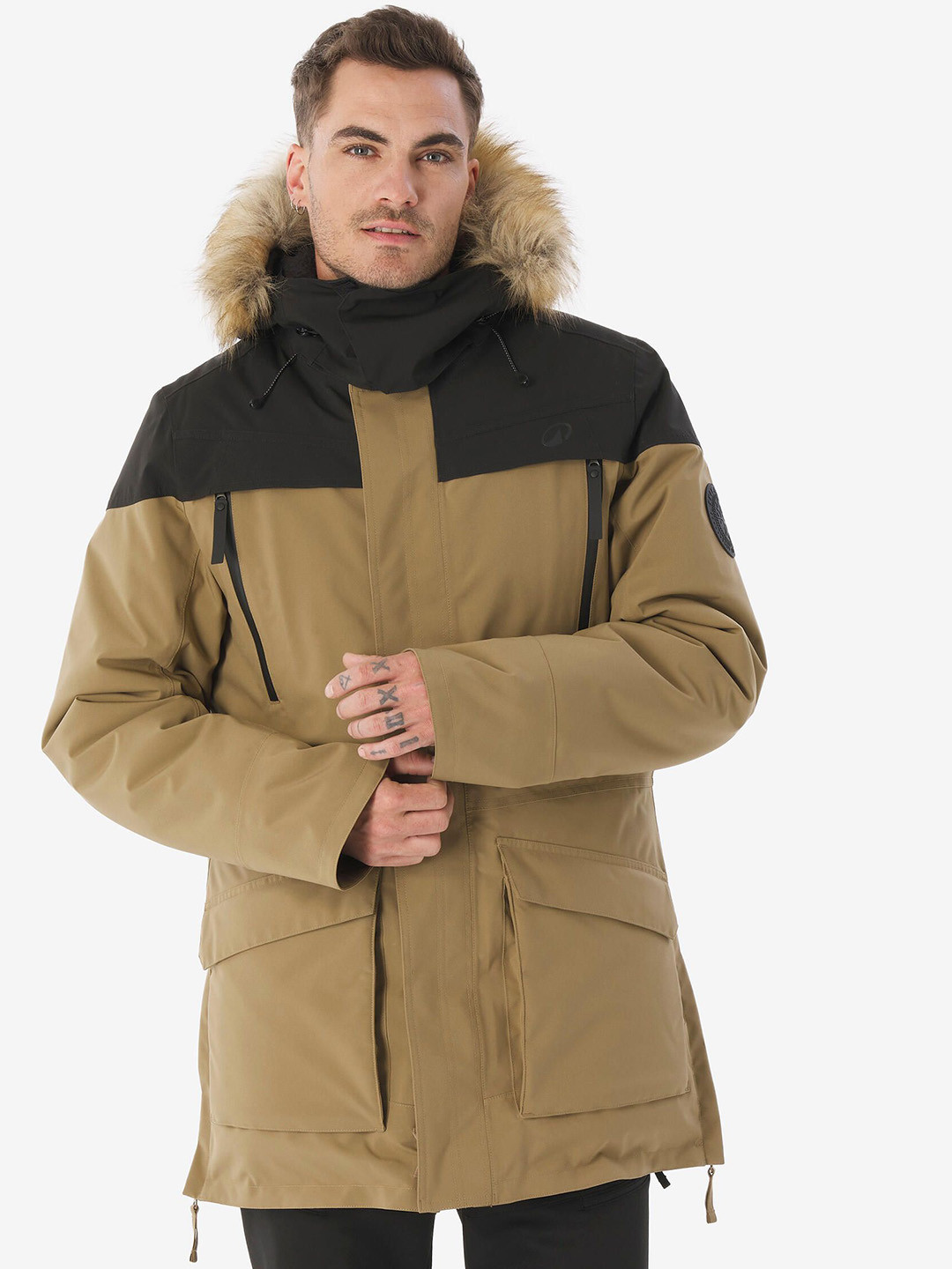 Decathlon Men Hooded Colourblocked Parka Jacket
