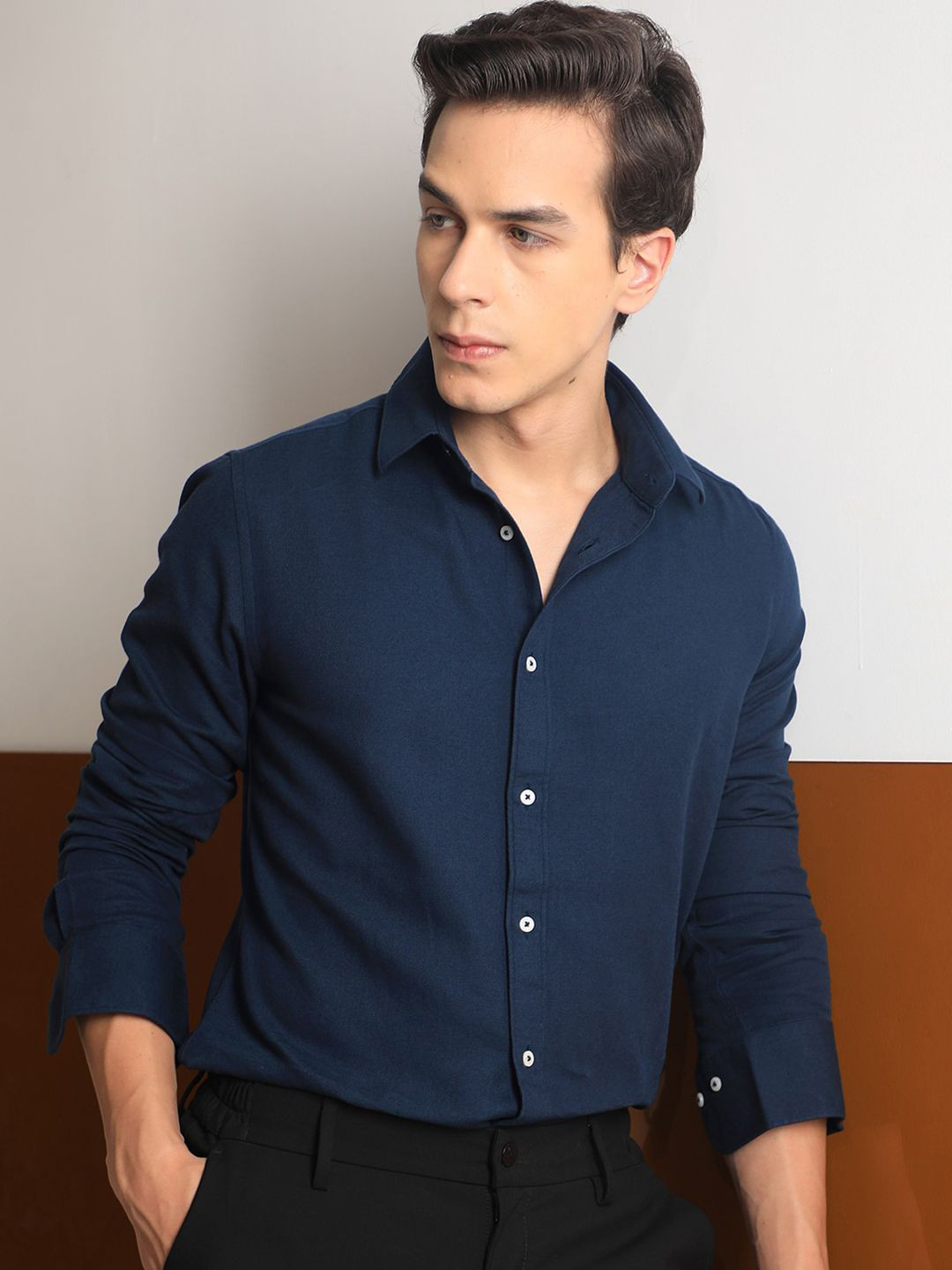 URBANICE Premium Slim Fit Spread Collar Cotton Formal Shirt
