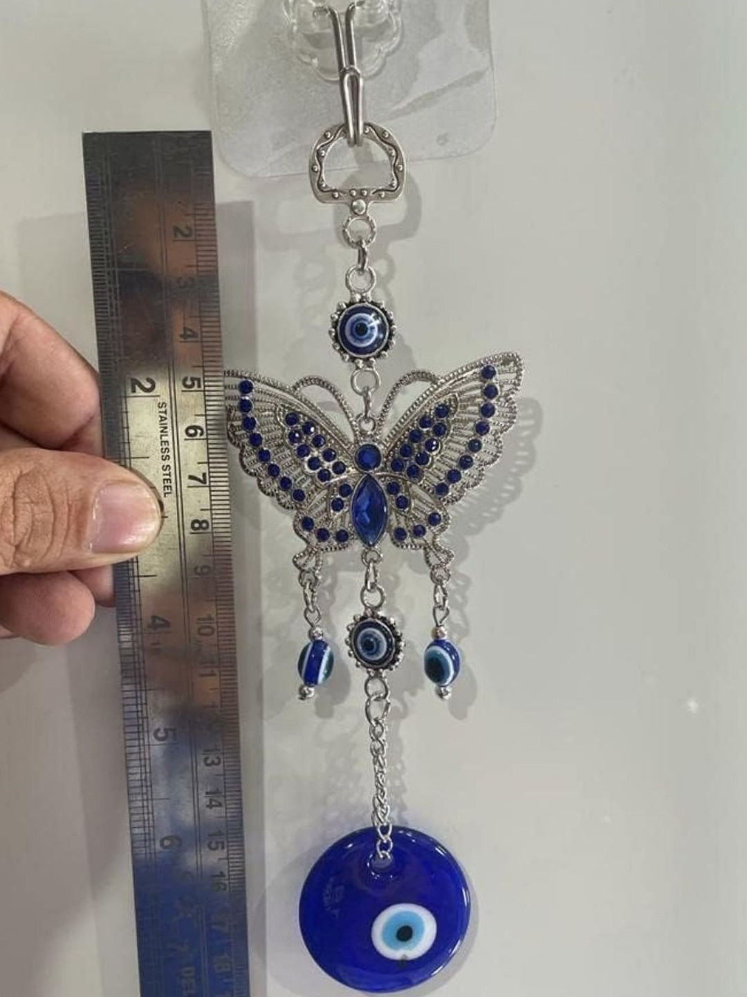 BLUE BEADS Butterfly With Evil Eye Wall & Door Hanging.