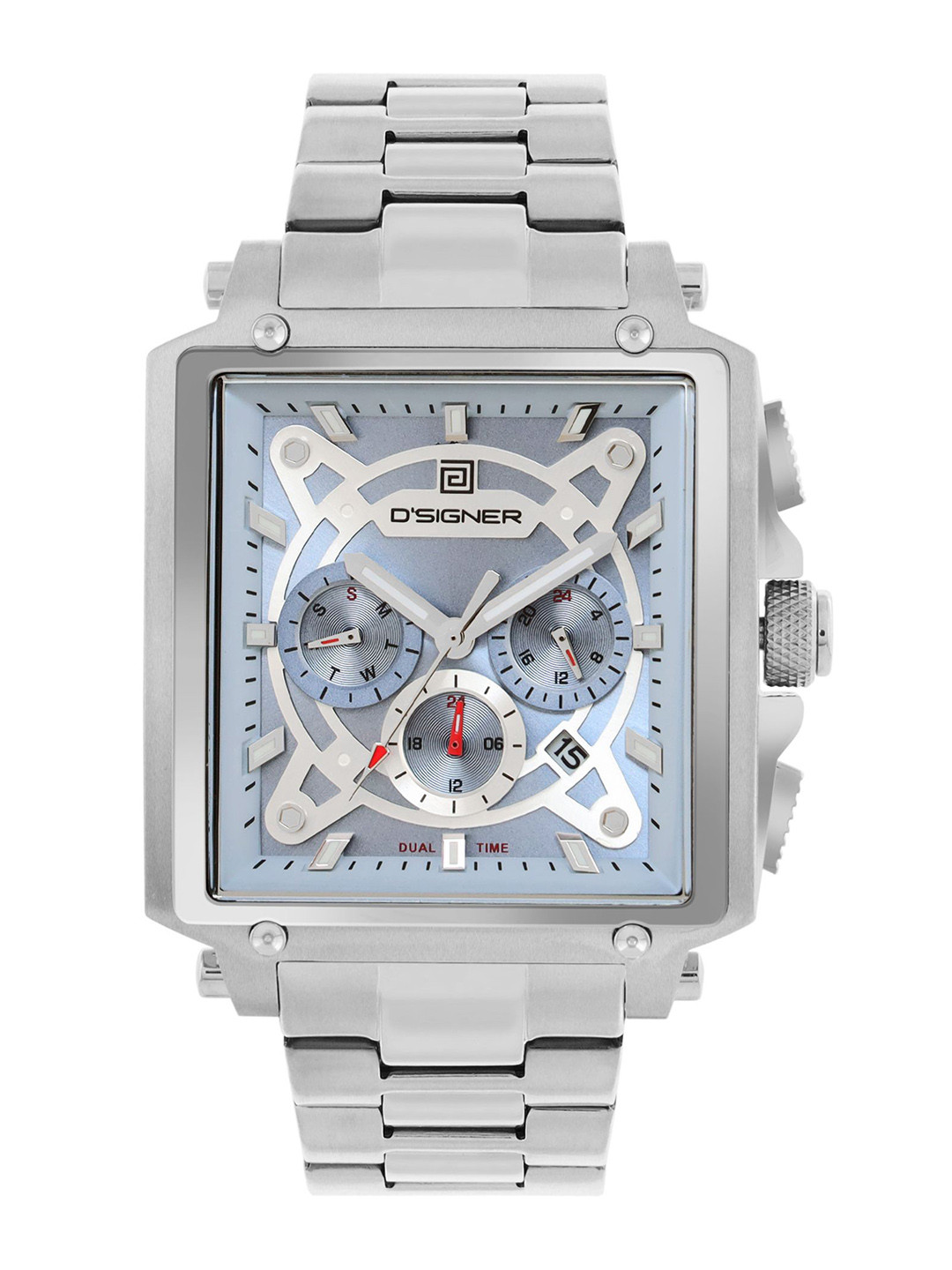 D'SIGNER Men Square Skeleton Dial & Stainless Steel Analogue Watch 851SM.5G