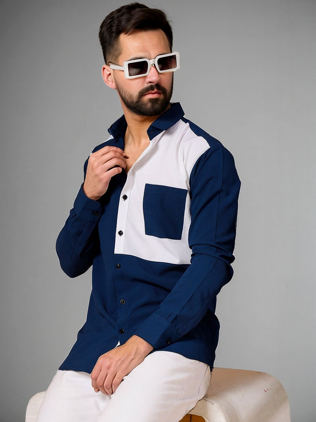 SZN Men Colourblocked Polyester Casual Shirt