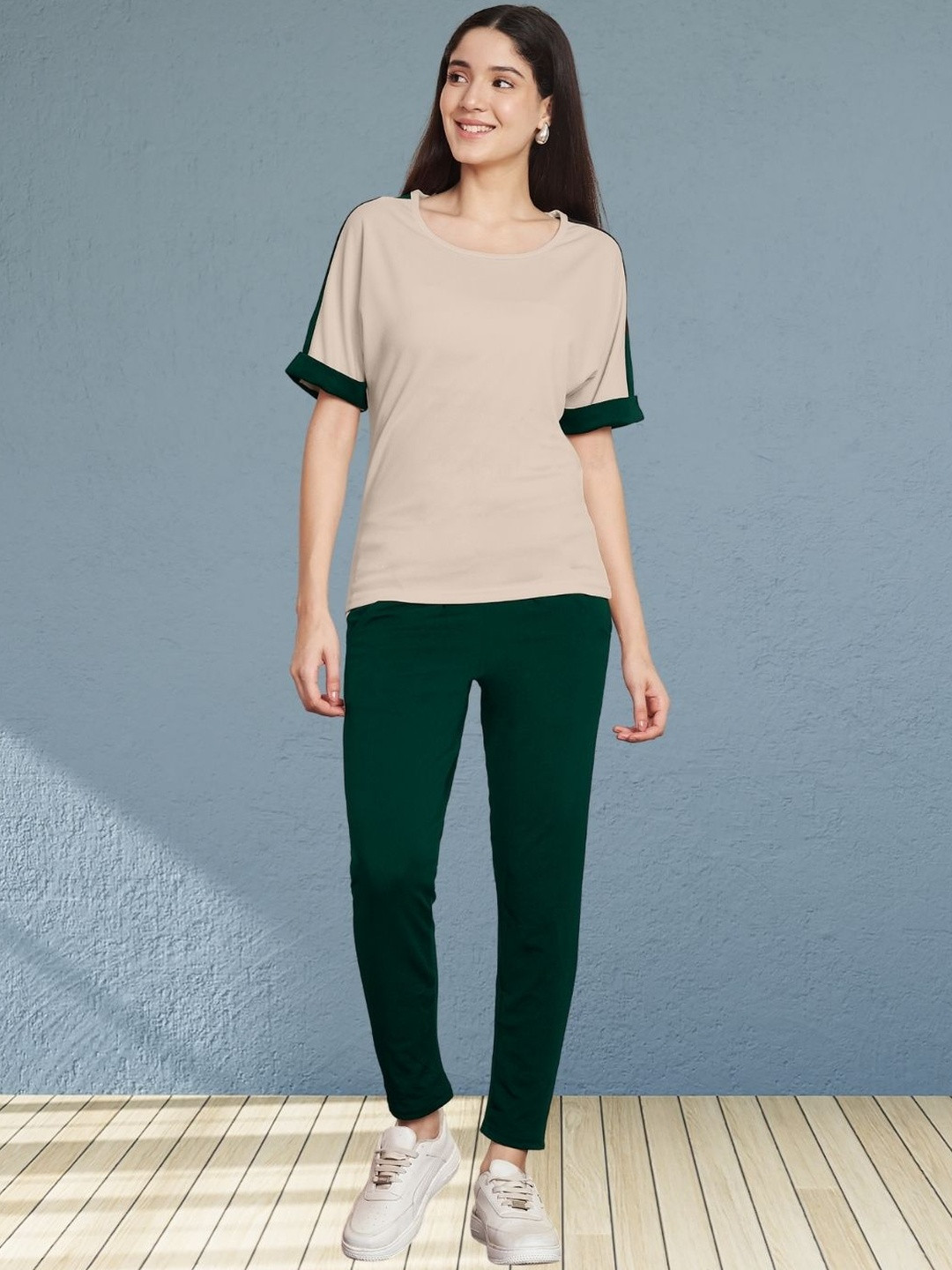 Moda Rapido Women Beige & Black Tracksuit