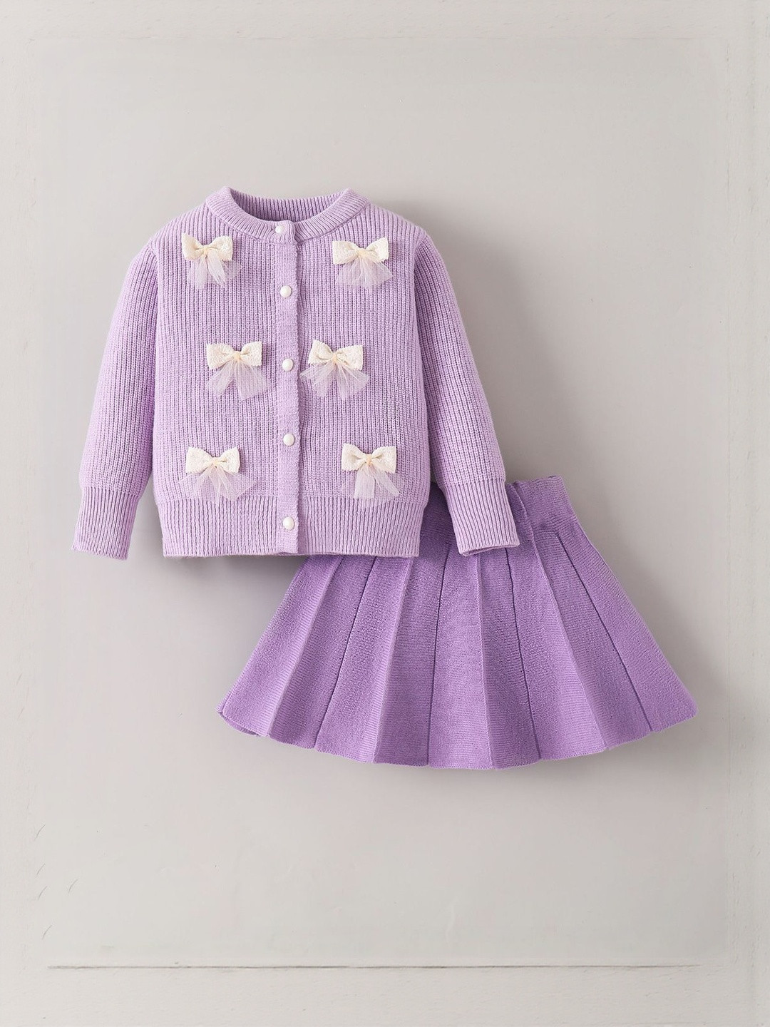 Hopscotch Girls Lavender Bow Detail Sweatshirt & Skirt