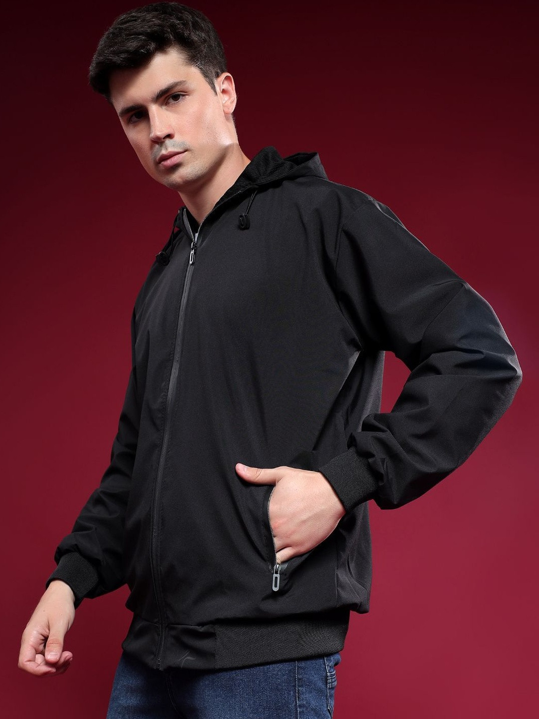 Mevan Men Black Regular Fit  Outdoor Cape Jacket