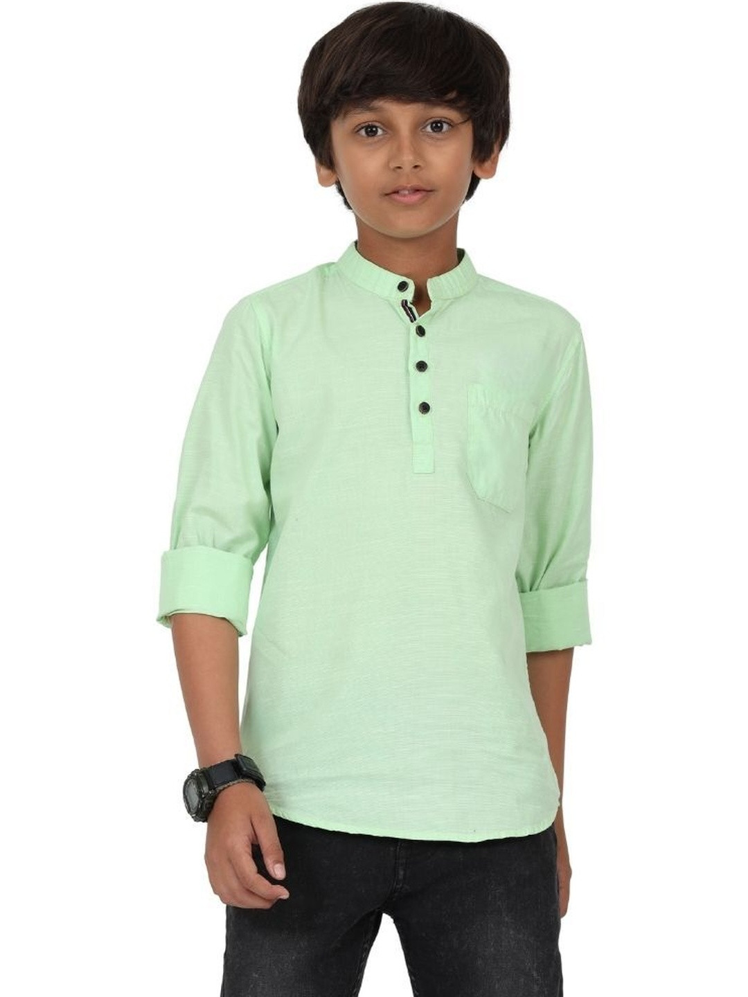 Rocket Science Boys Solid Cotton Straight Kurtas