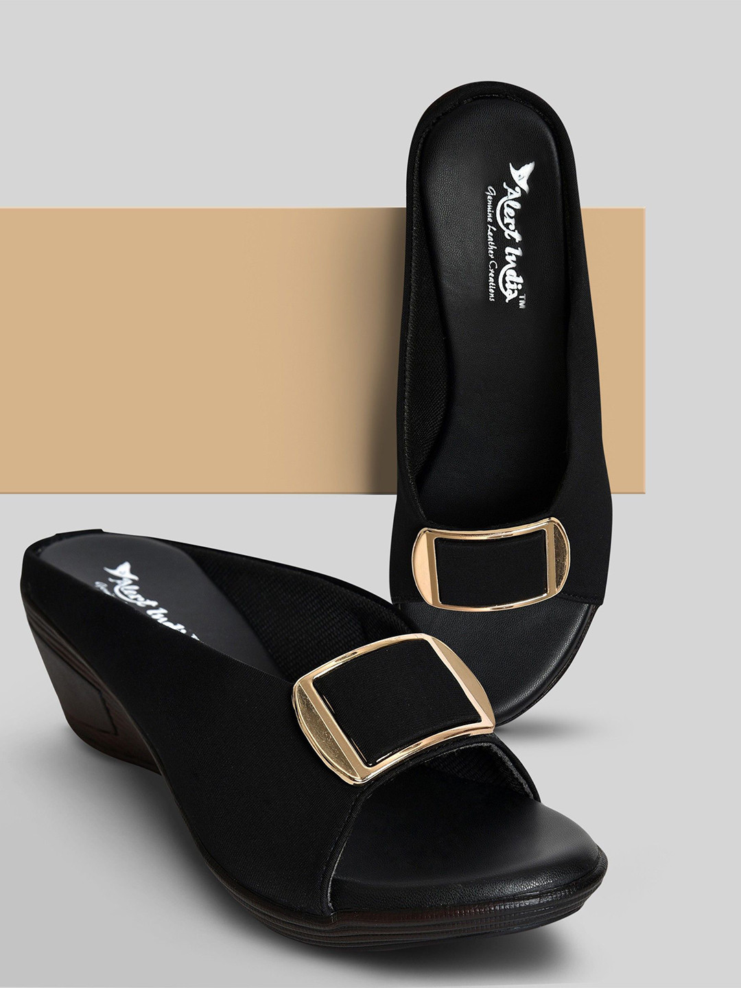 RACECOURSE Women Western Embellished Wedge Heels Sandals