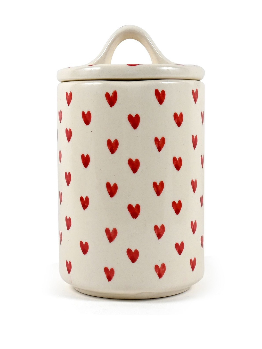 Amoorcart Off White Printed Ceramic Easy to Clean Container