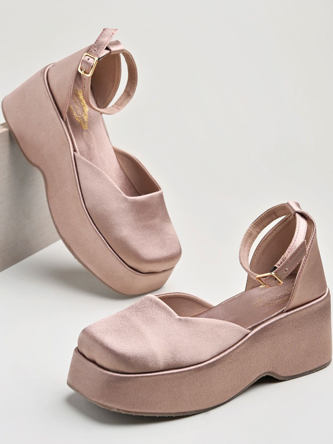 Stylestry Mid-Top Square Toe Pump Wedges