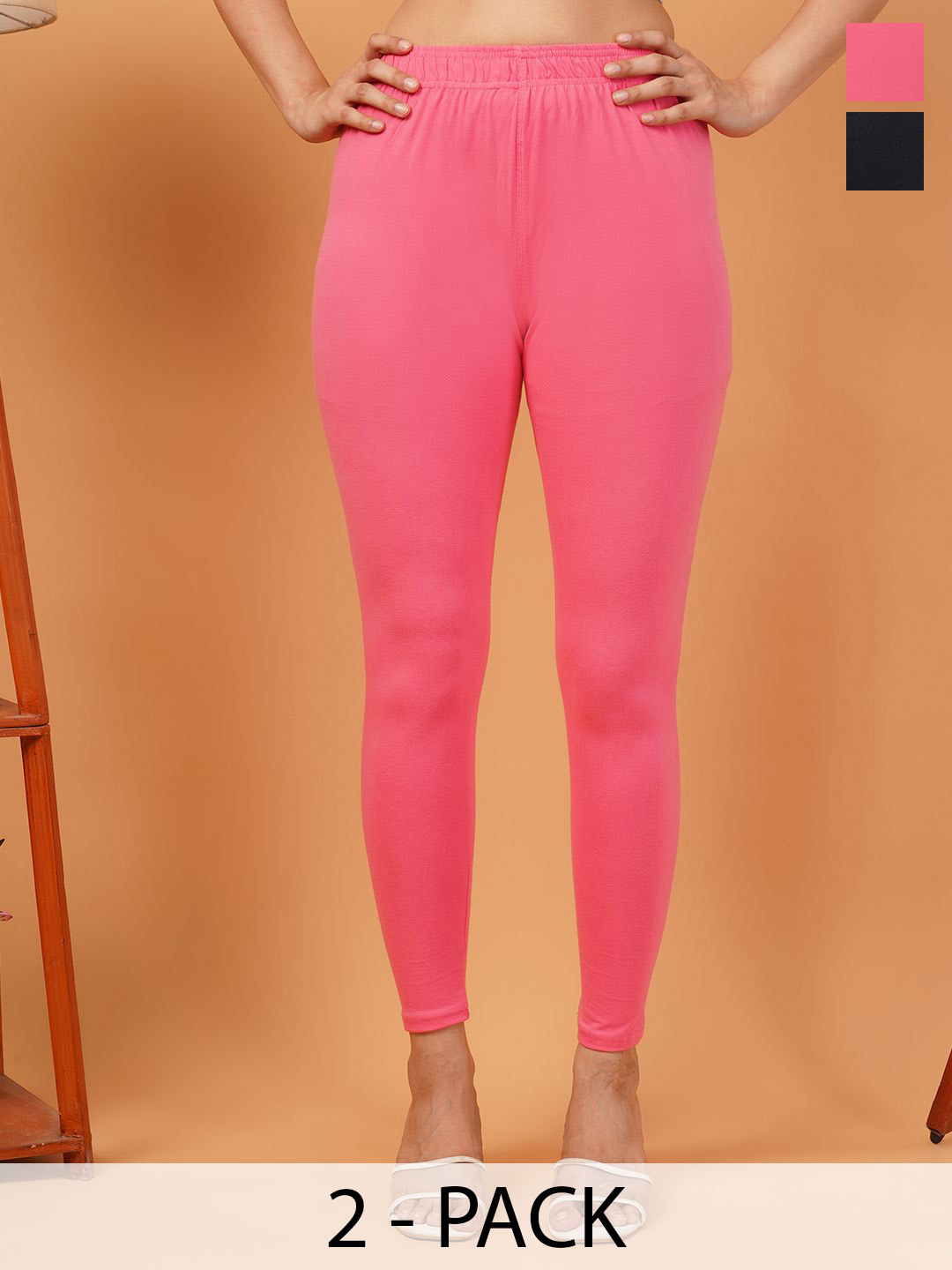 LEGITLOOKS Pack Of 2 Mid-Rise Ankle-Length Leggings