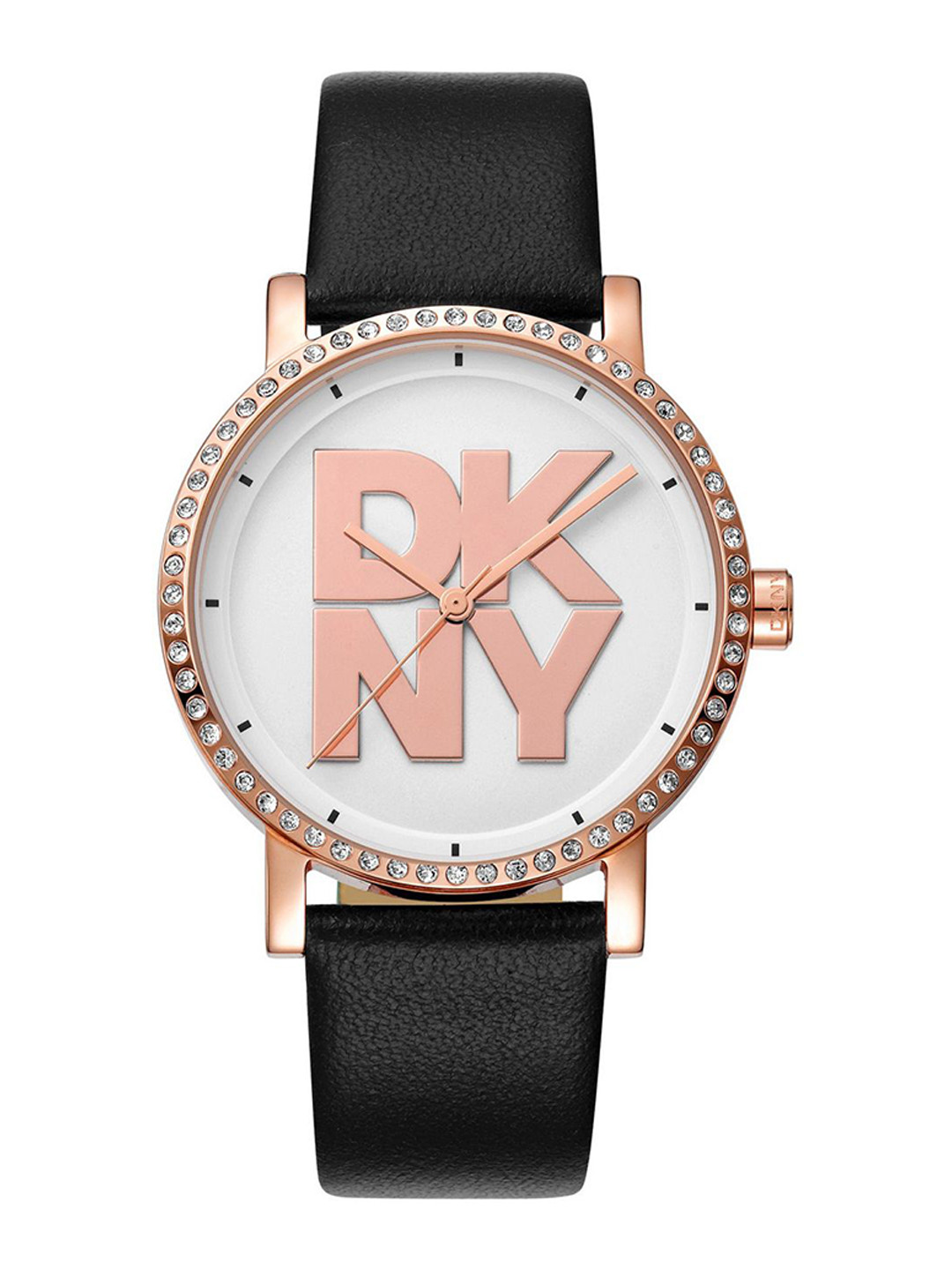 DKNY Soho Logo Women Brass Dial & Leather Straps Analogue Watch DK1L035L0035
