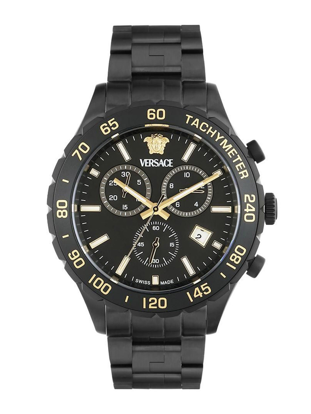 Versace Men Hellen Brass Round Dial & Stainless Steel Straps Analogue Watch VEPCA0624