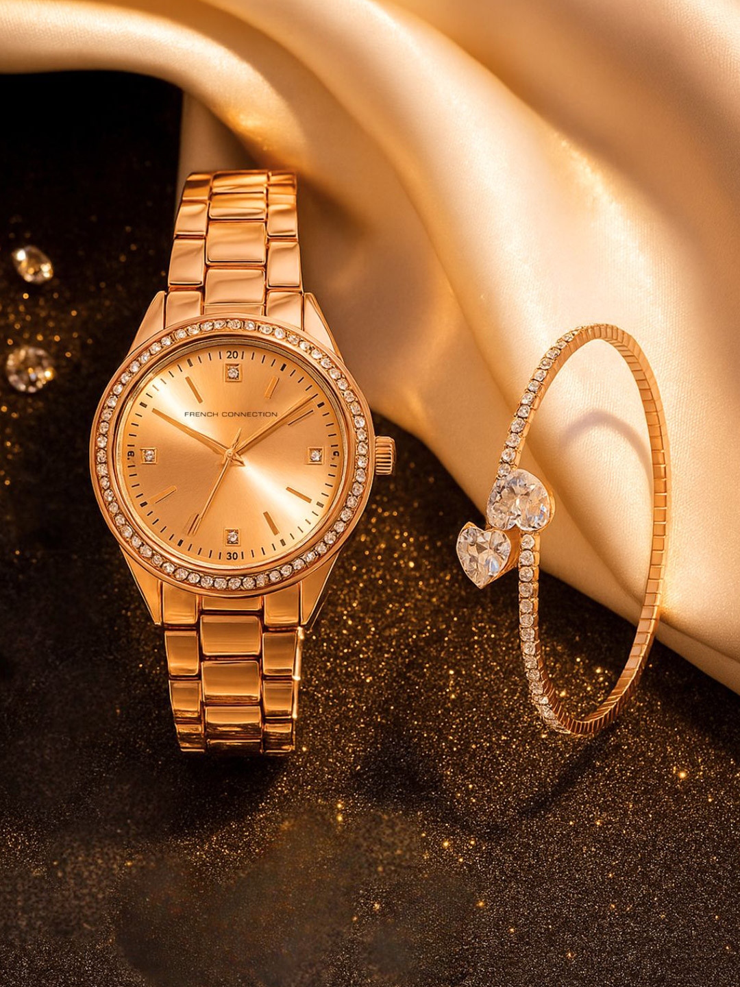 French Connection Round Dial Analogue Watch Gift Set FCW19RGM-R