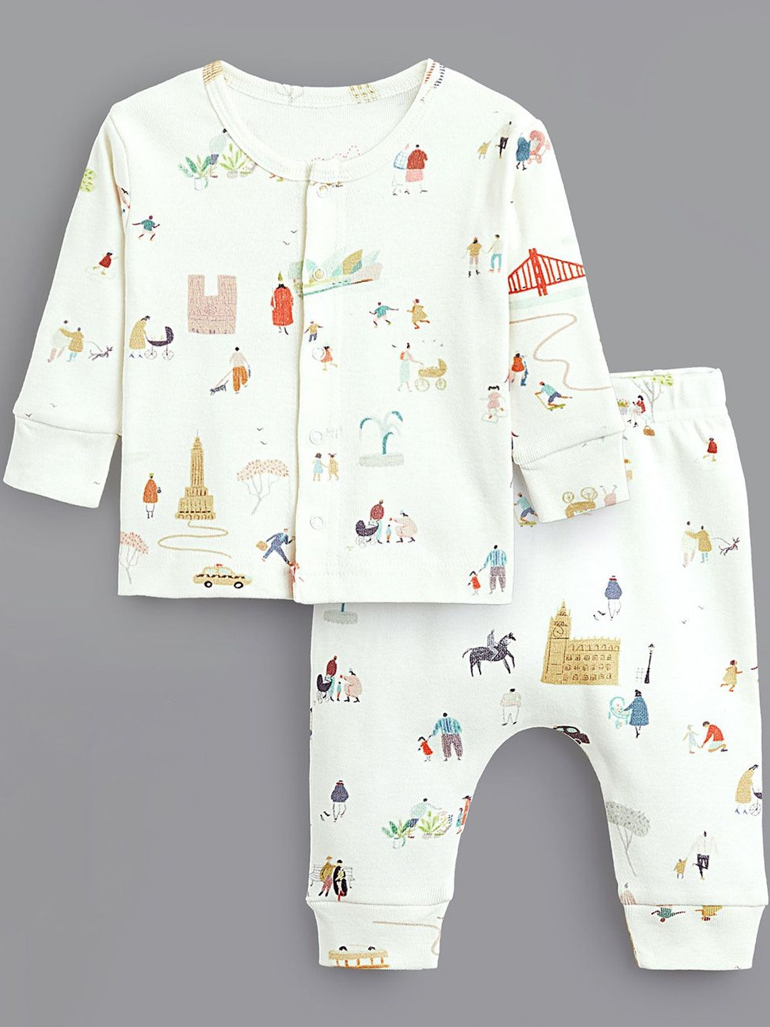 Hopscotch Boys White 2-Piece Organic Cotton Jabla and Pajama