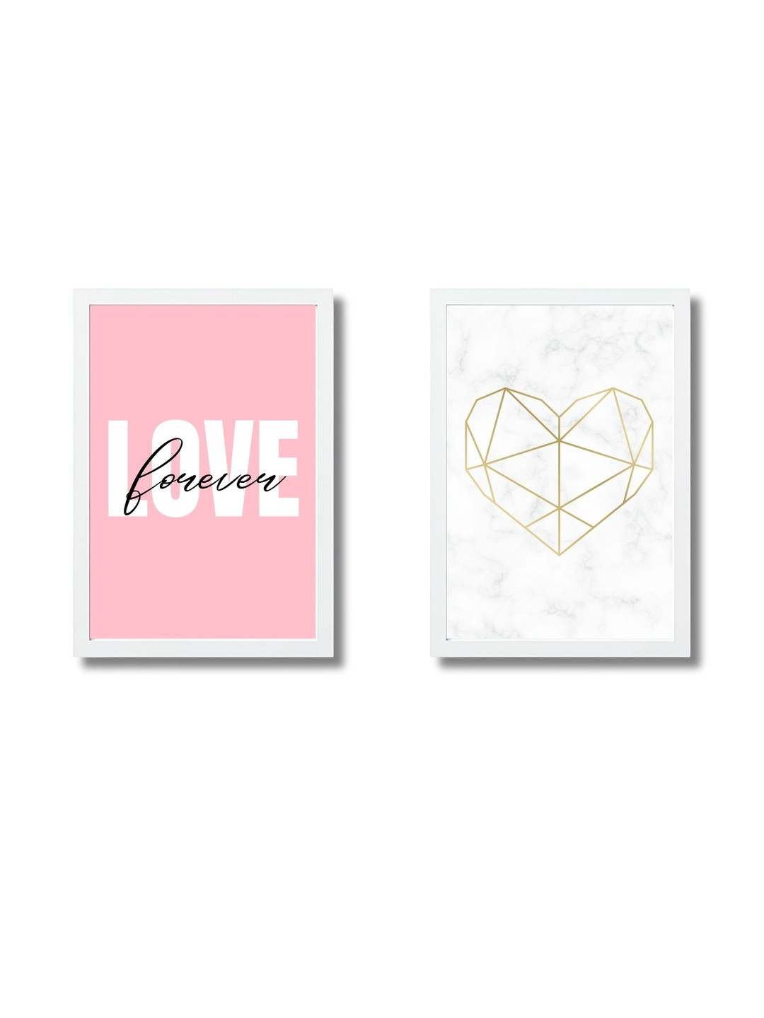 Aisha Decorz White & Pink 2 Pieces Wood Wall Paintings