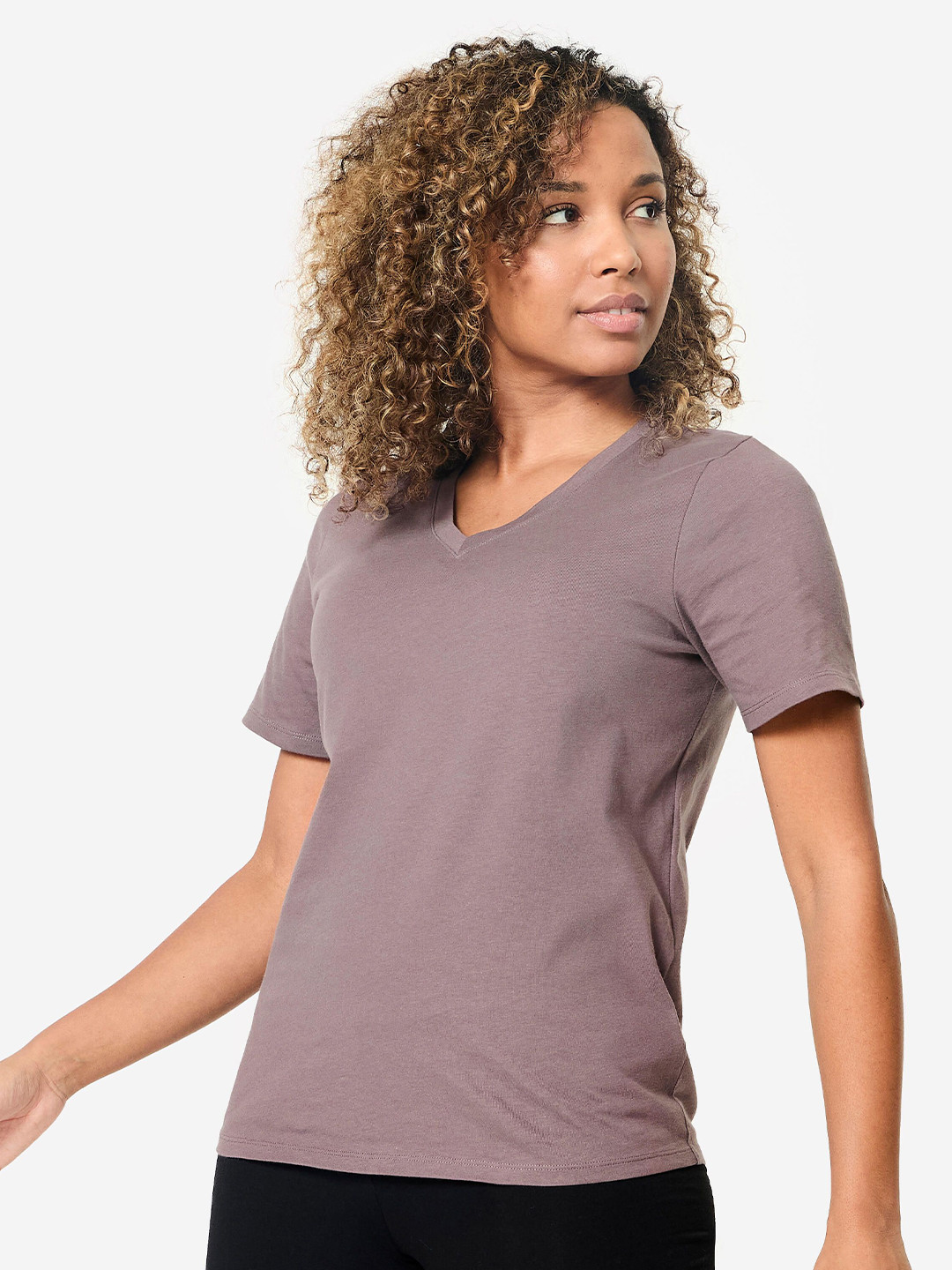 Decathlon V-Neck Cotton Fitness T-Shirt