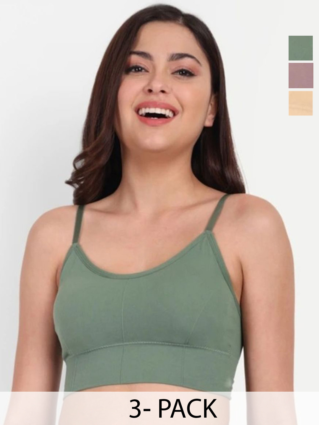 FEECREB Pack Of 3 Full Coverage Lightly Padded Workout Bras