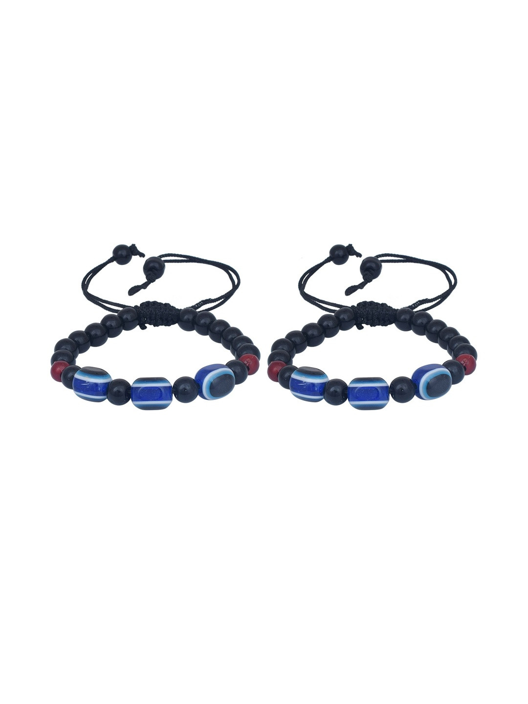 Missmister Set of 2 Black & Red Bead Evil Eye Drawstring Bracelet