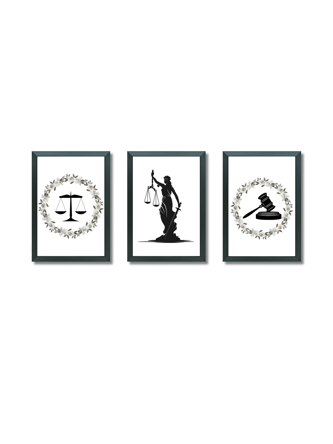Aisha Decorz White Set of 3 Piece Synthetic Wood Wall Frames