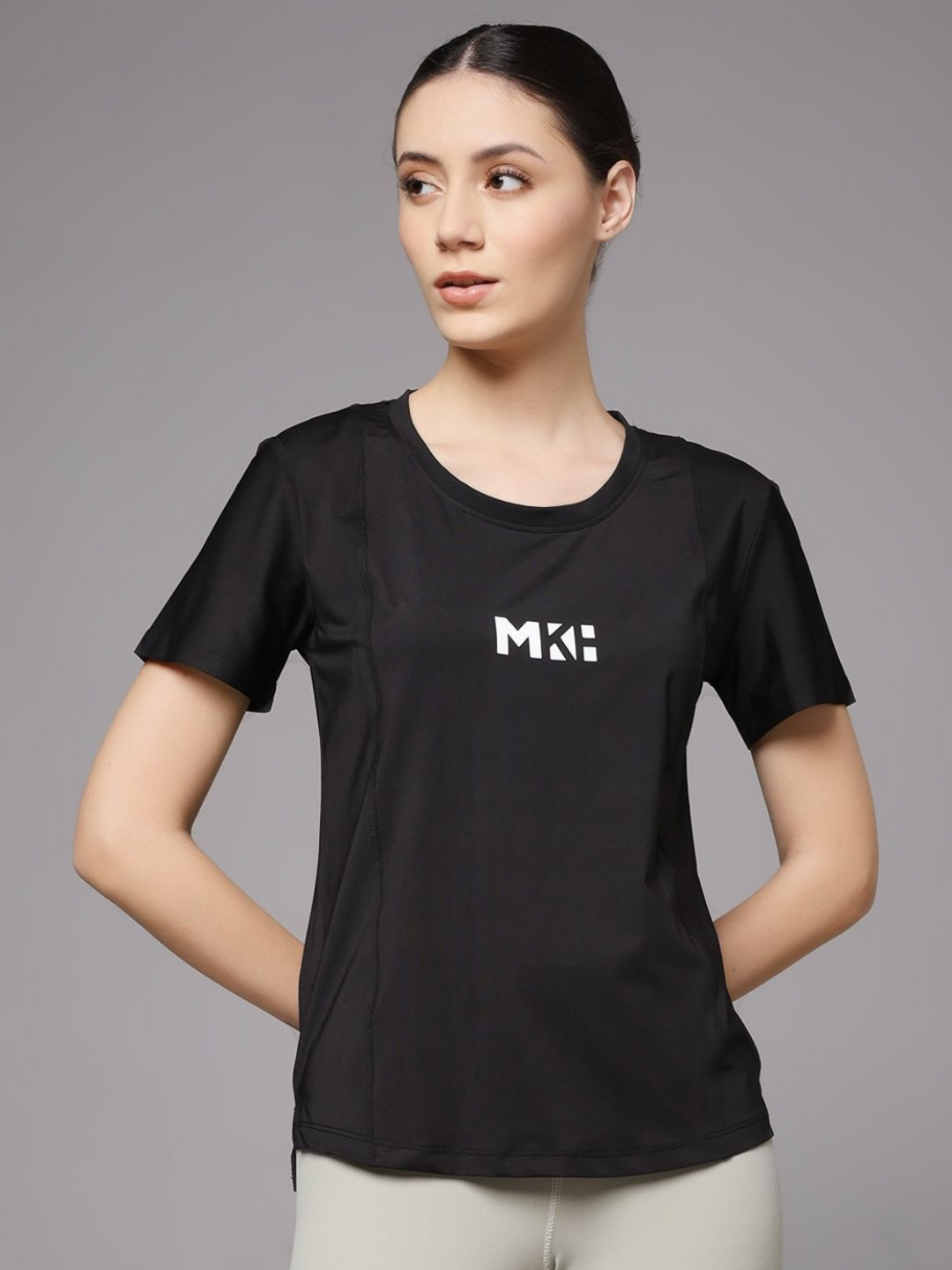 MKH Women Dri-FIT Brand Logo Printed Round Neck T-shirt