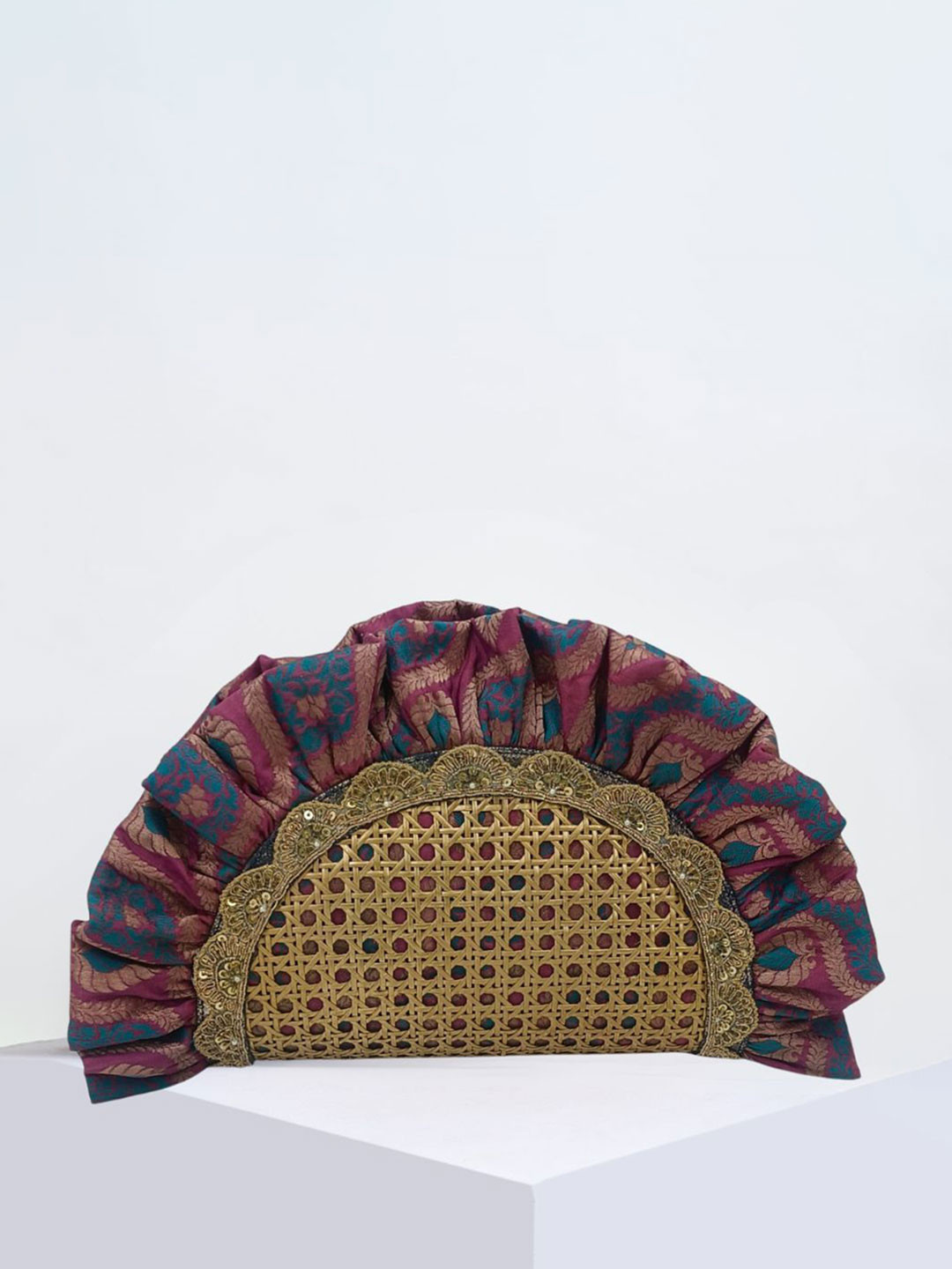 Oddcat Women Brocade Textured Frill-ah Clutch