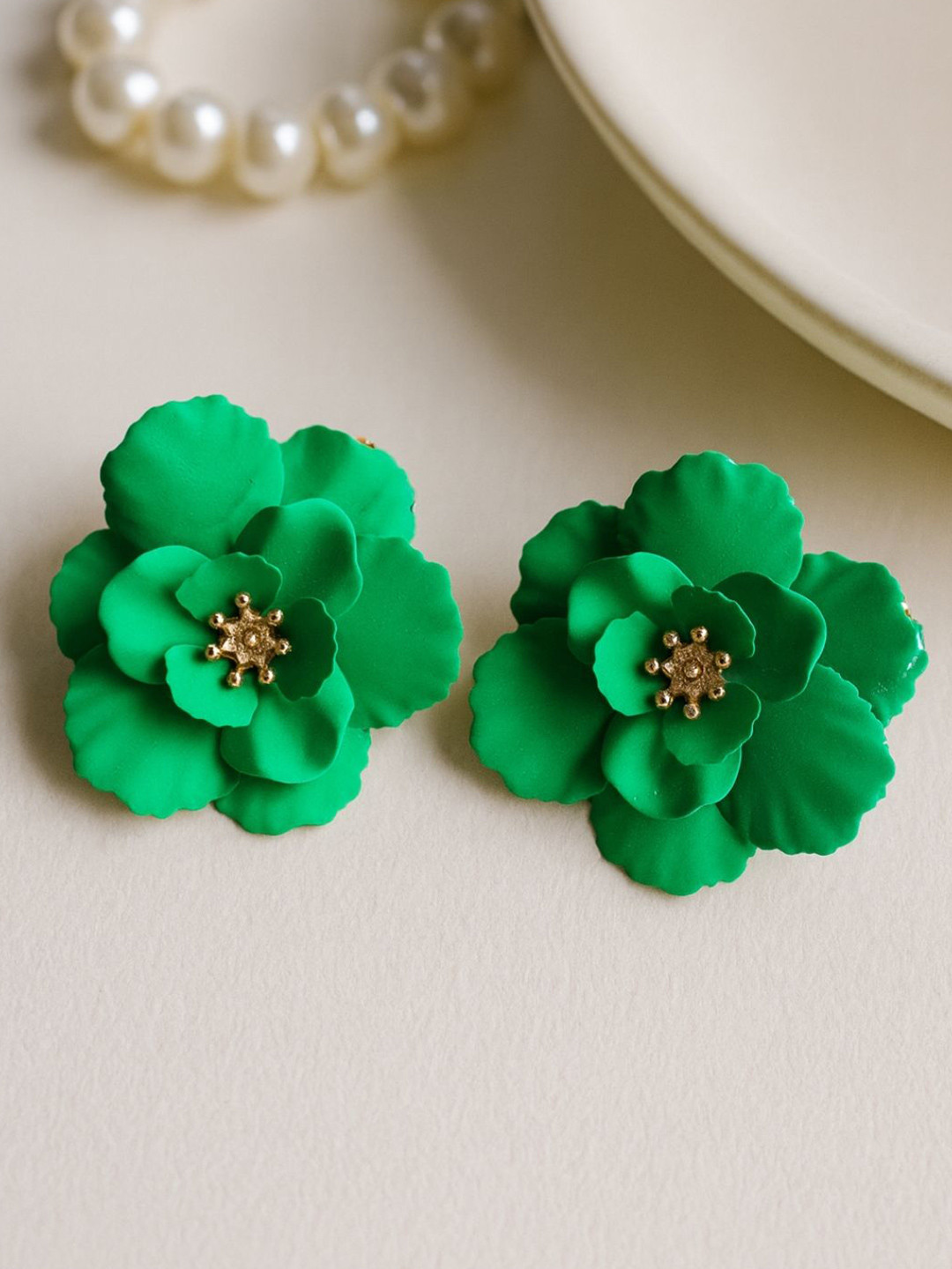 The Jewellery Tale Stainless Steel Enamelled Floral Shaped Studs