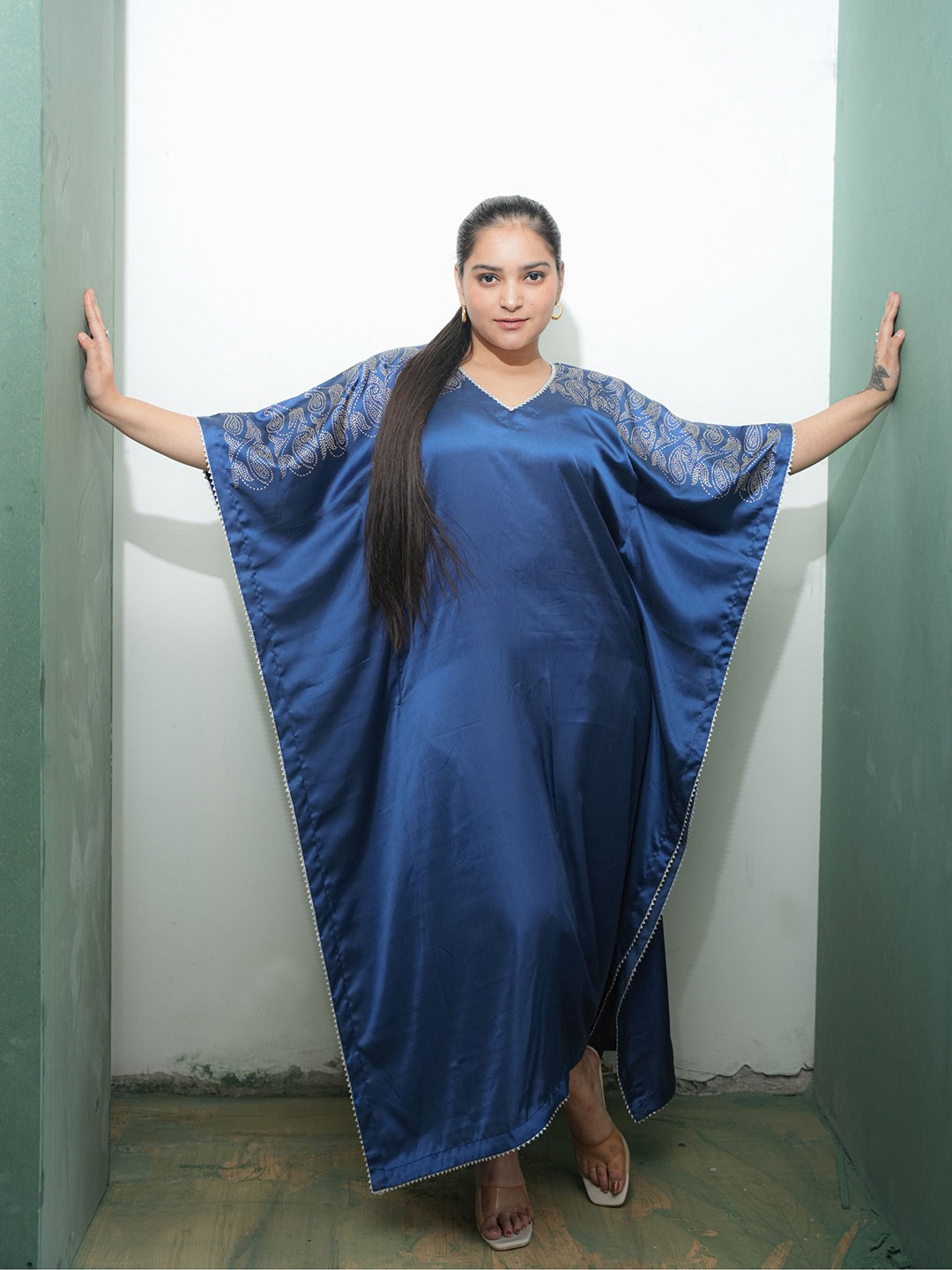 OCTOBER Blueberry Silver Silk Kaftan